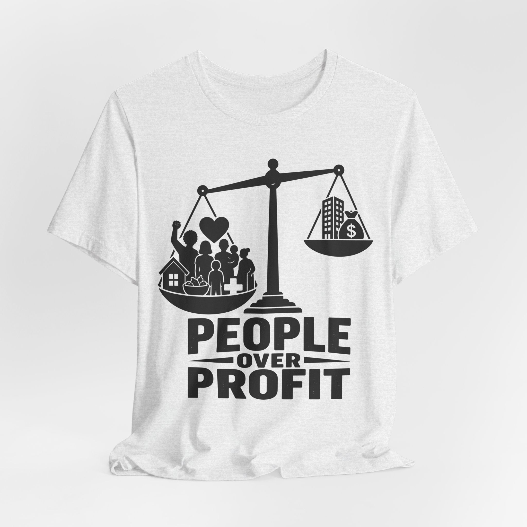 People Over Profit T-Shirt | Bella+Canvas 3001 Economic Justice Graphic Tee