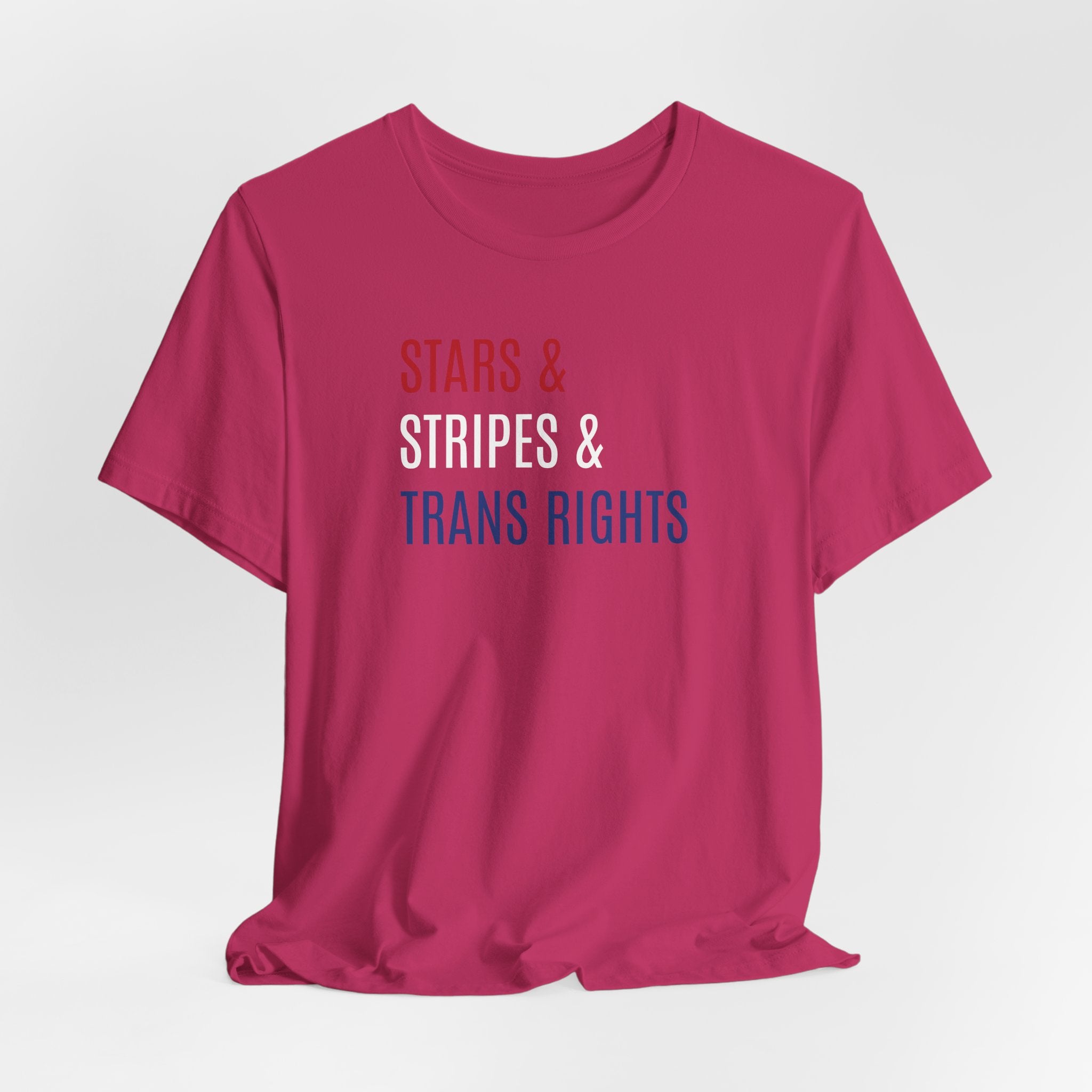 Stars, Stripes, Trans Rights T-Shirt - Red White Blue Patriotic Shirt - LGBTQ - Transgender Tee
