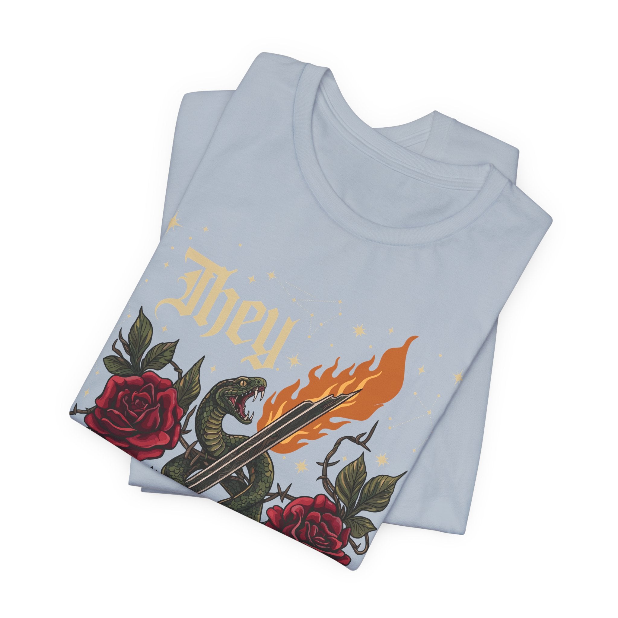 They/Them Gothic Tattoo T-Shirt | Bella+Canvas 3001 Pronoun Graphic Tee