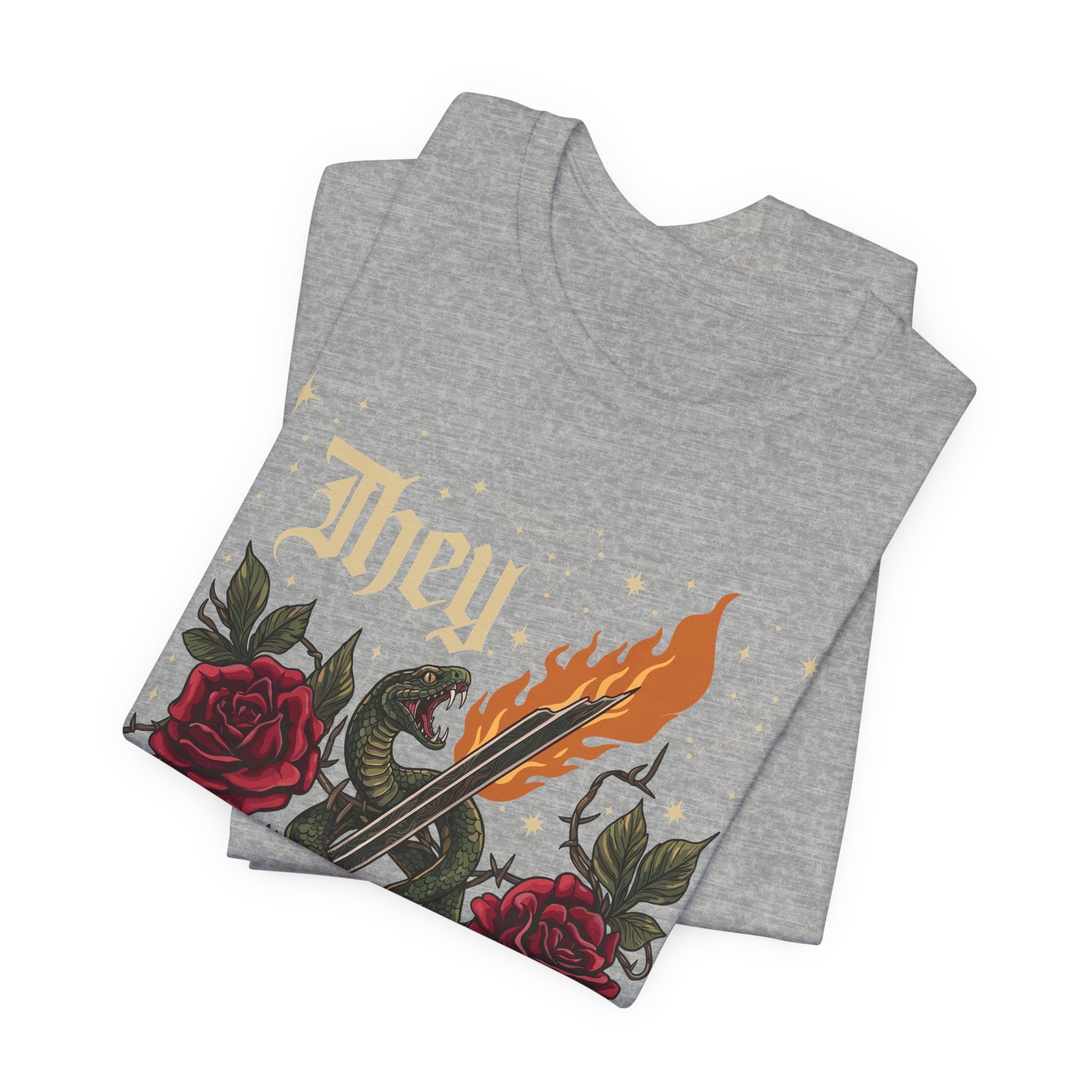 They/Them Gothic Tattoo T-Shirt | Bella+Canvas 3001 Pronoun Graphic Tee