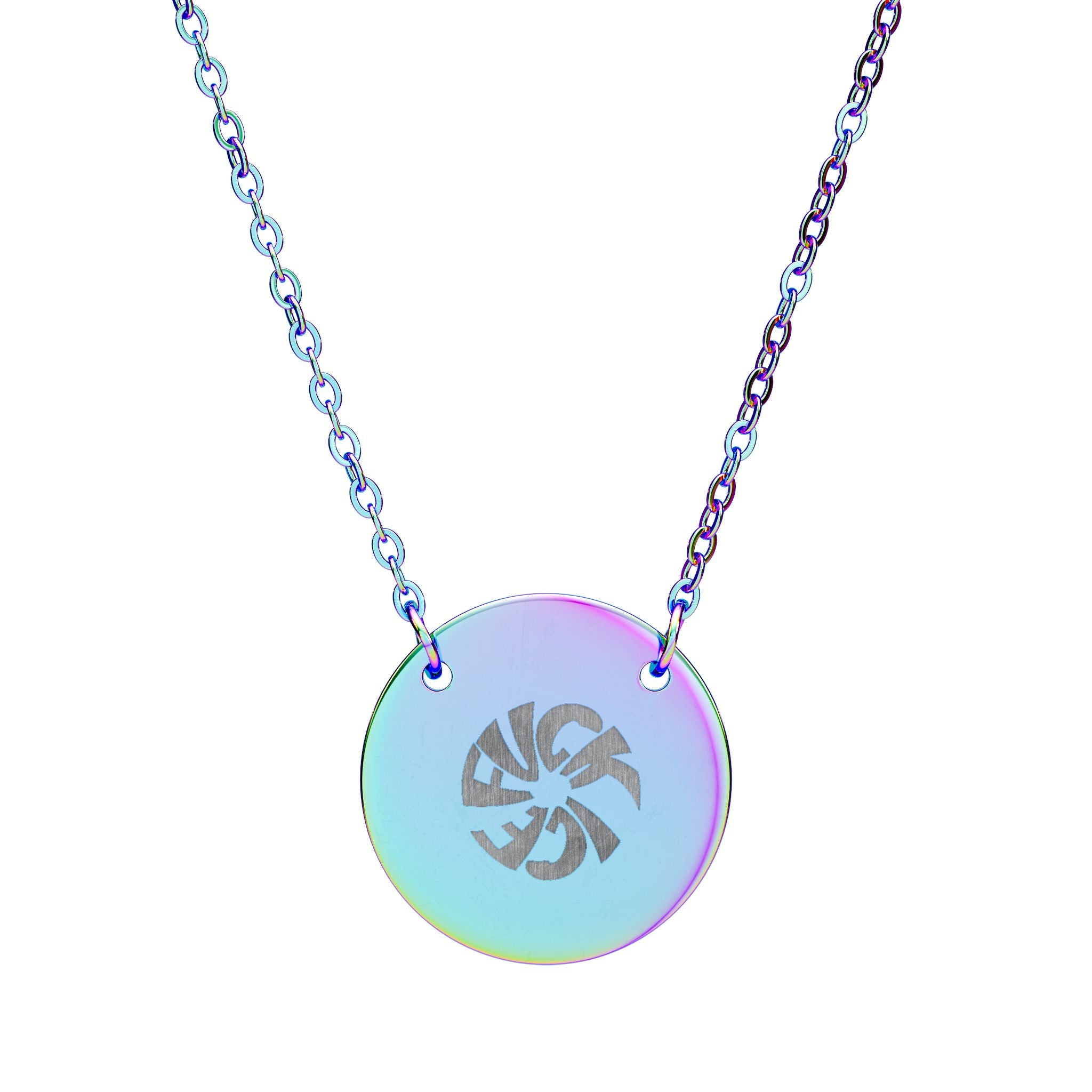 FUCK ICE Engraved Circle Necklace —  Minimalist Disc Pendant