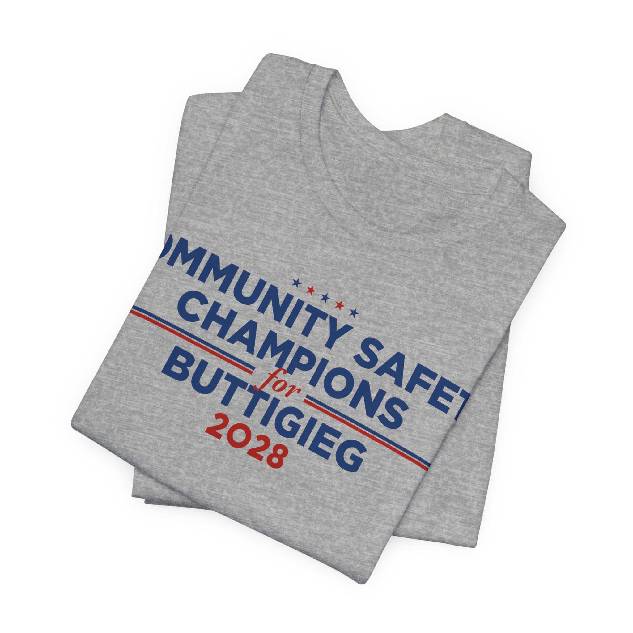 Community Safety Champions for Buttigieg 2028 T-Shirt | Bella+Canvas 3001 Political Graphic Tee
