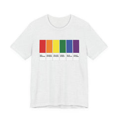 Funny LGBTQIA Pride Flag Pantone Colors Unisex Jersey Short Sleeve T-Shirt