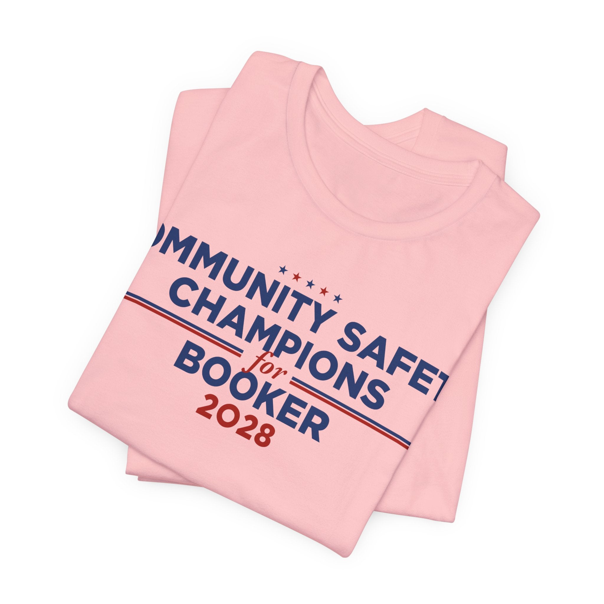 Community Safety Champions for Booker 2028 T-Shirt | Bella+Canvas 3001 Political Graphic Tee