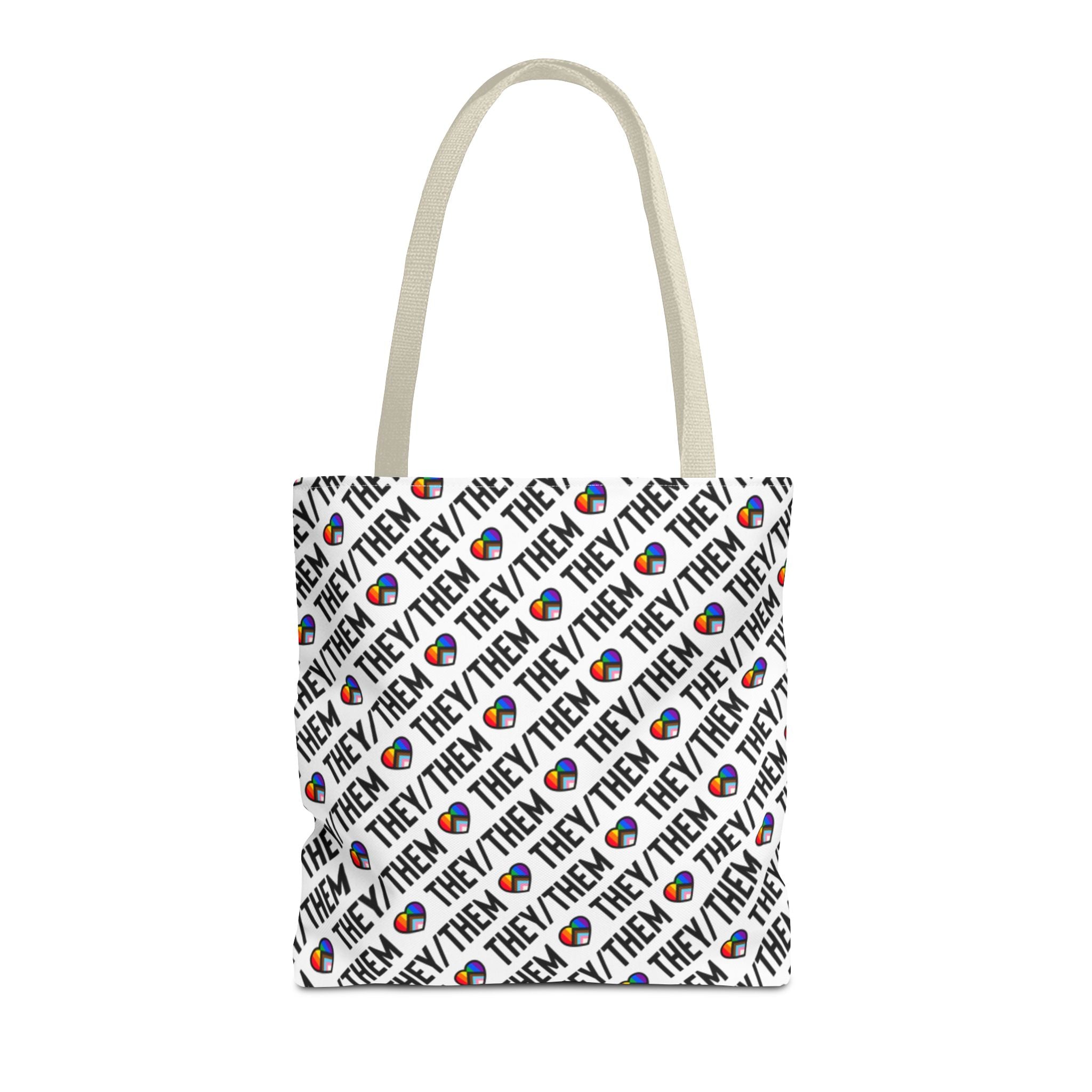 They/Them Pride Pattern Tote Bag | All-Over Print Pronoun Carryall