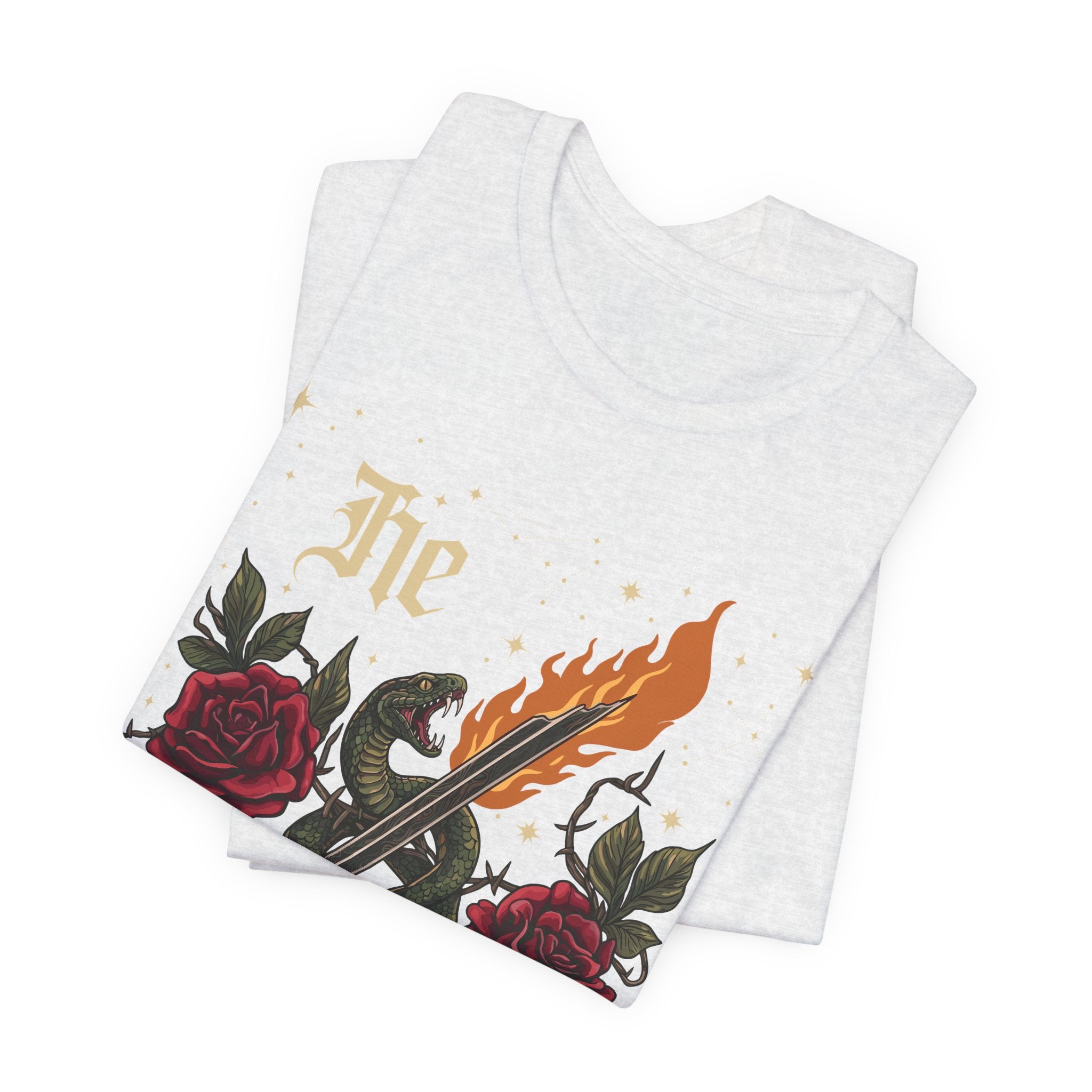 He/They Gothic Tattoo T-Shirt | Bella+Canvas 3001 Pronoun Graphic Tee