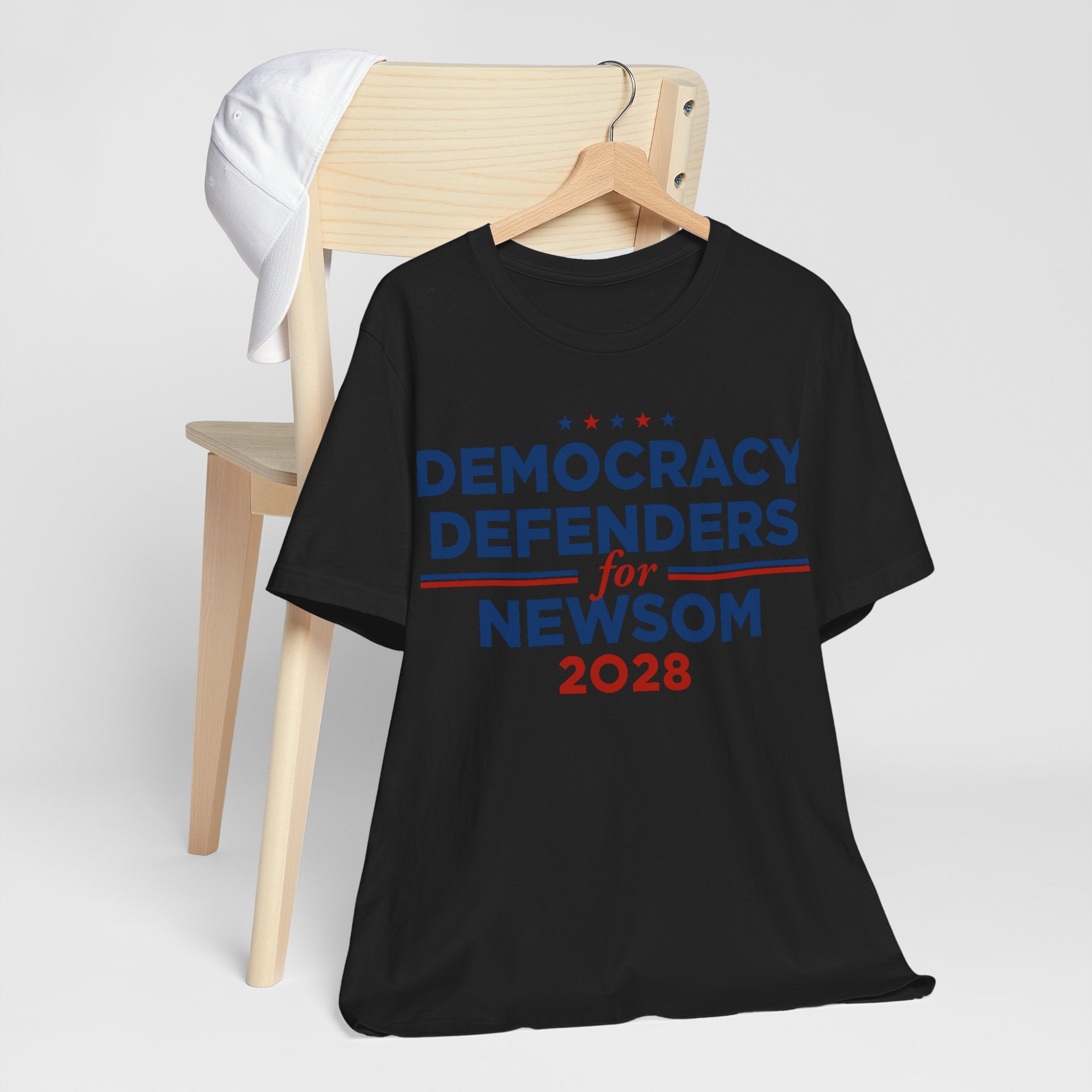 Democracy Defenders for Newsom 2028 T-Shirt | Bella+Canvas 3001 Political Graphic Tee