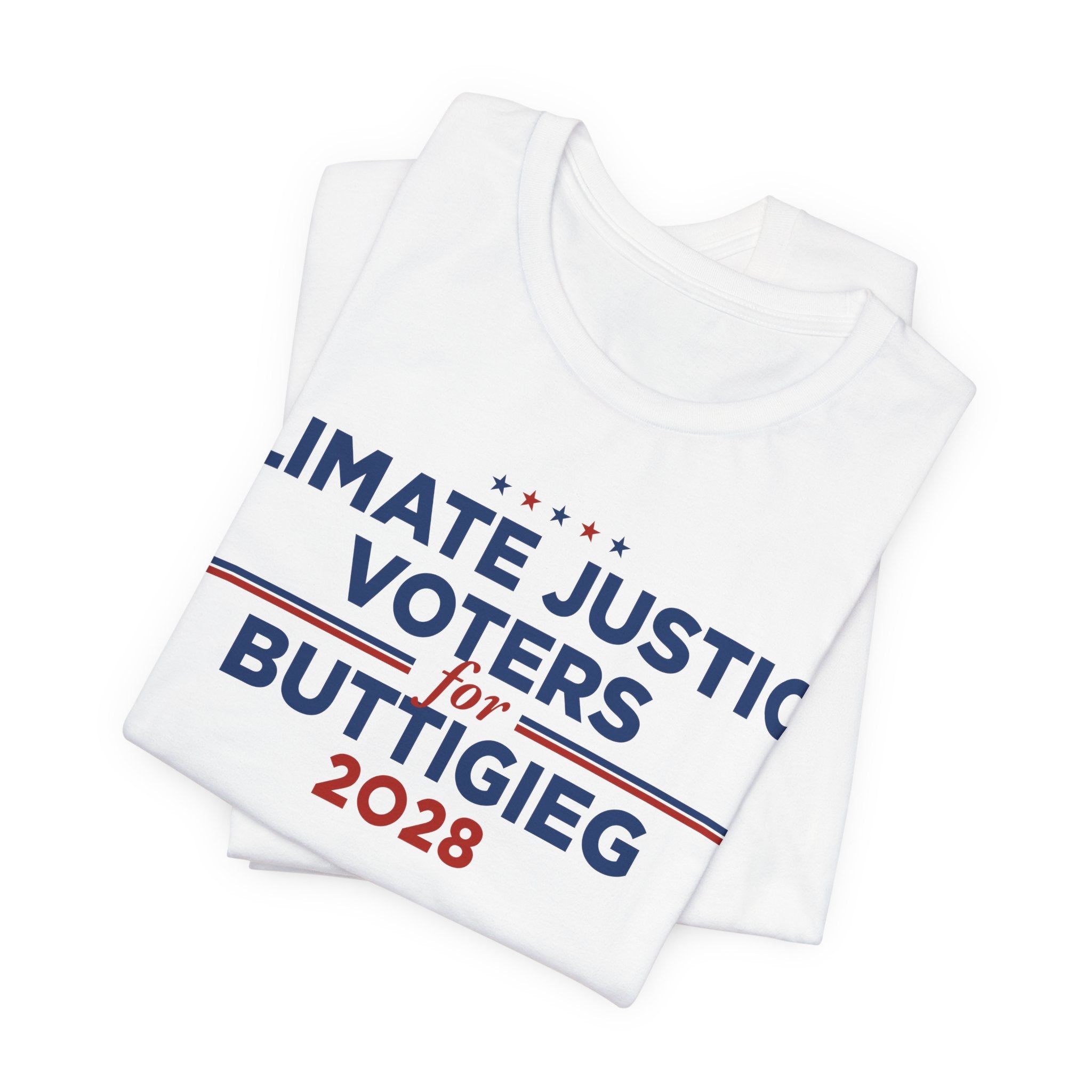Climate Justice Voters for Buttigieg 2028 T-Shirt | Bella+Canvas 3001 Political Graphic Tee
