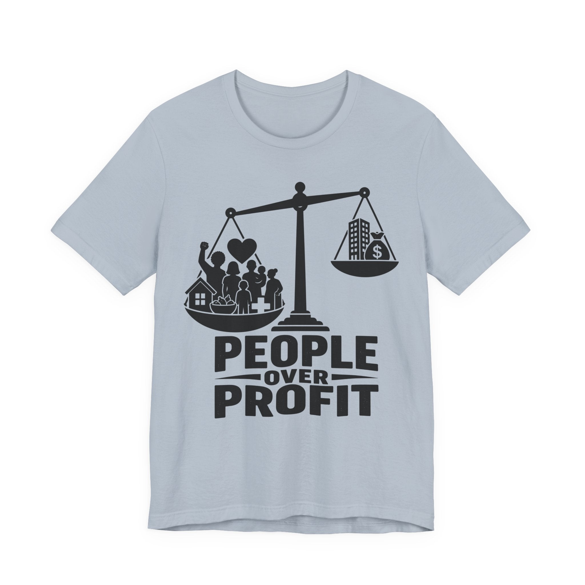 People Over Profit T-Shirt | Bella+Canvas 3001 Economic Justice Graphic Tee