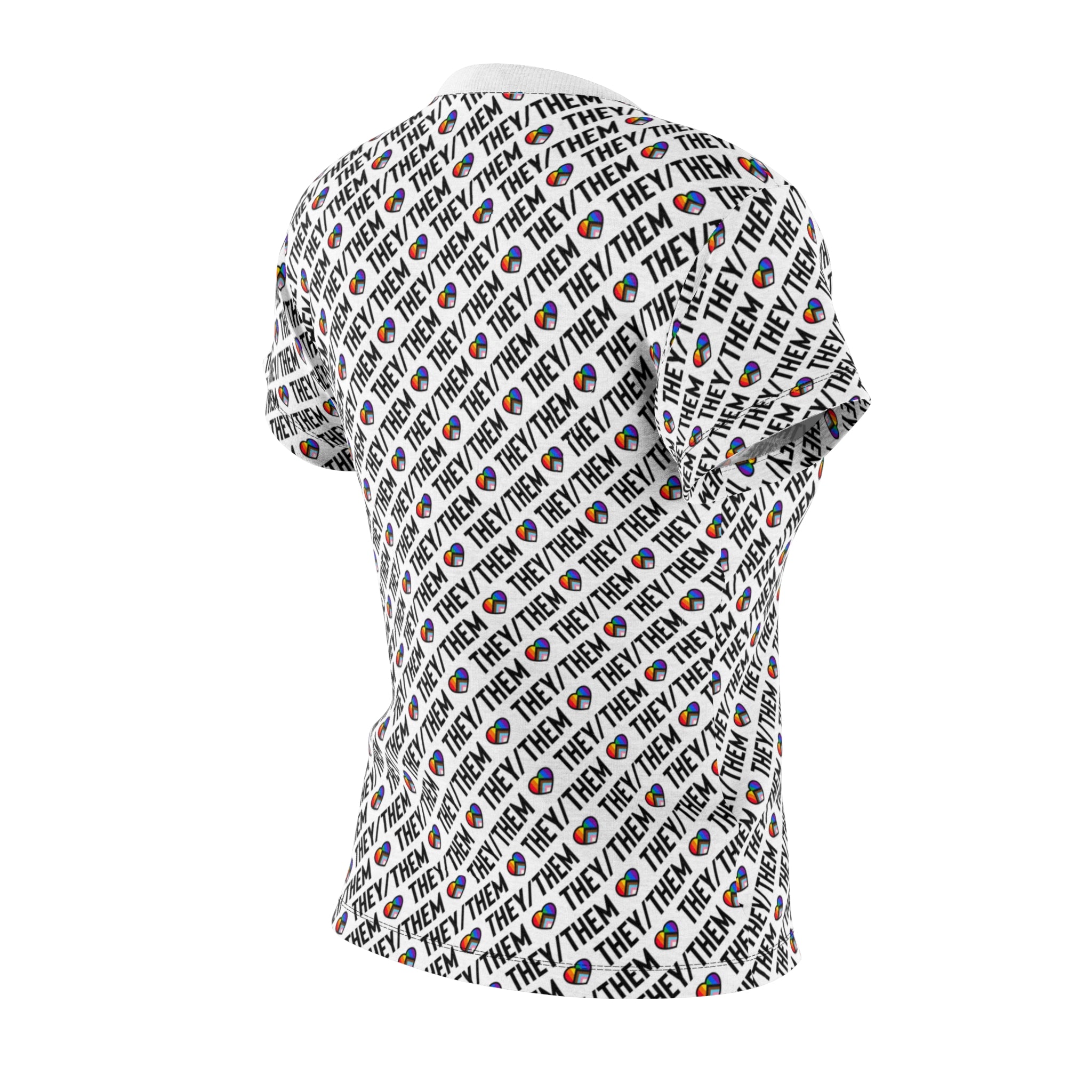 They/Them Pride Pattern Women’s T-Shirt | All-Over Print Pronoun Tee