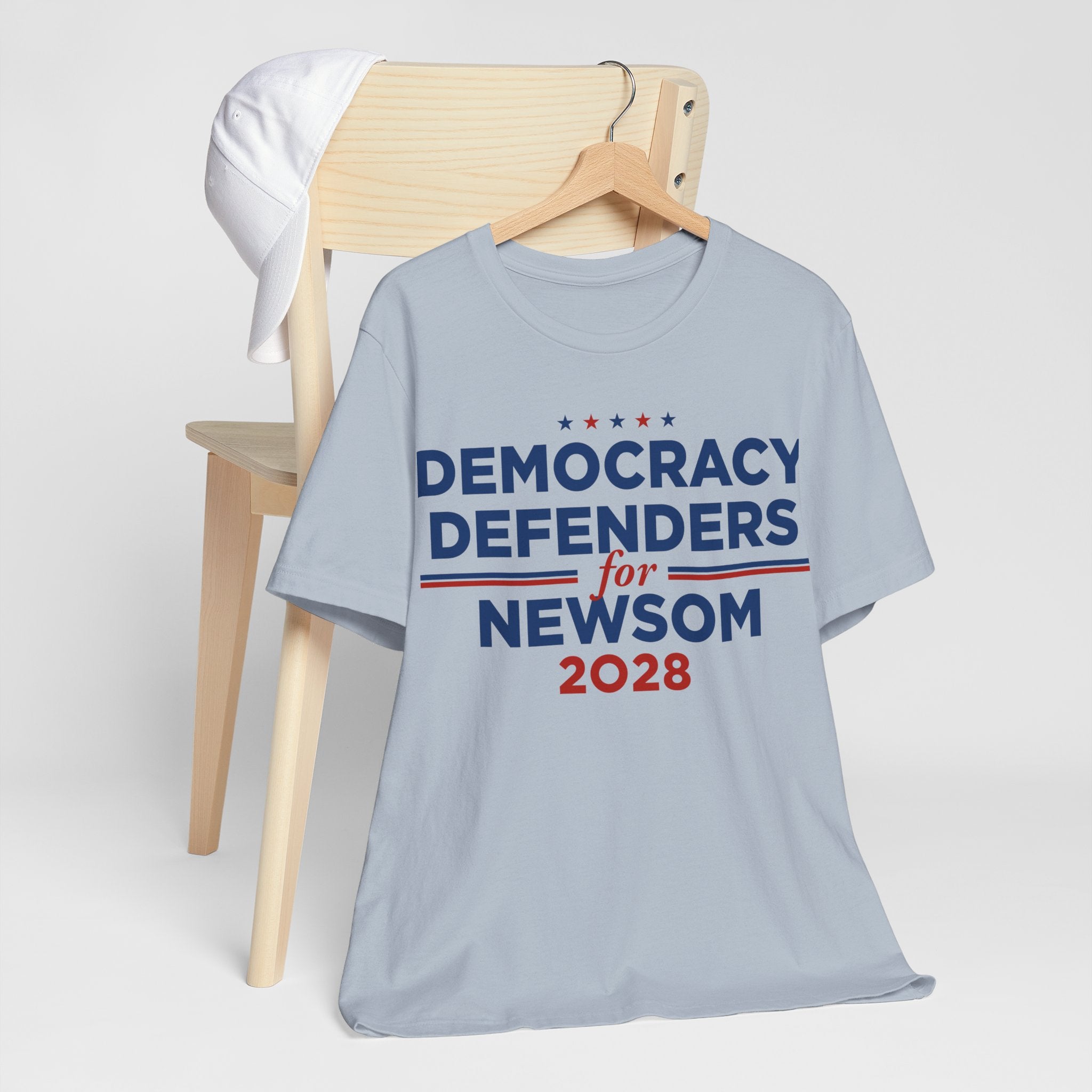 Democracy Defenders for Newsom 2028 T-Shirt | Bella+Canvas 3001 Political Graphic Tee