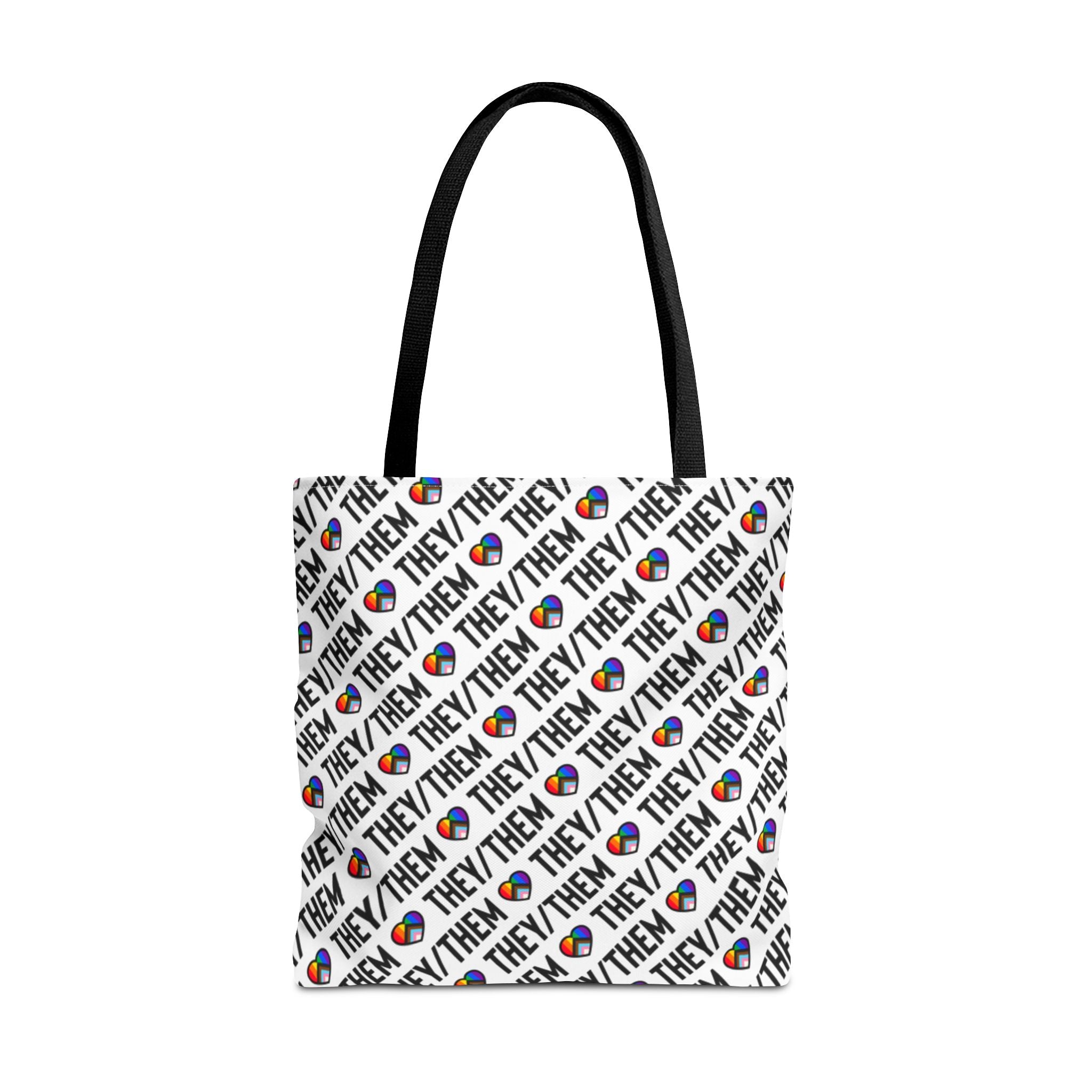 They/Them Pride Pattern Tote Bag | All-Over Print Pronoun Carryall