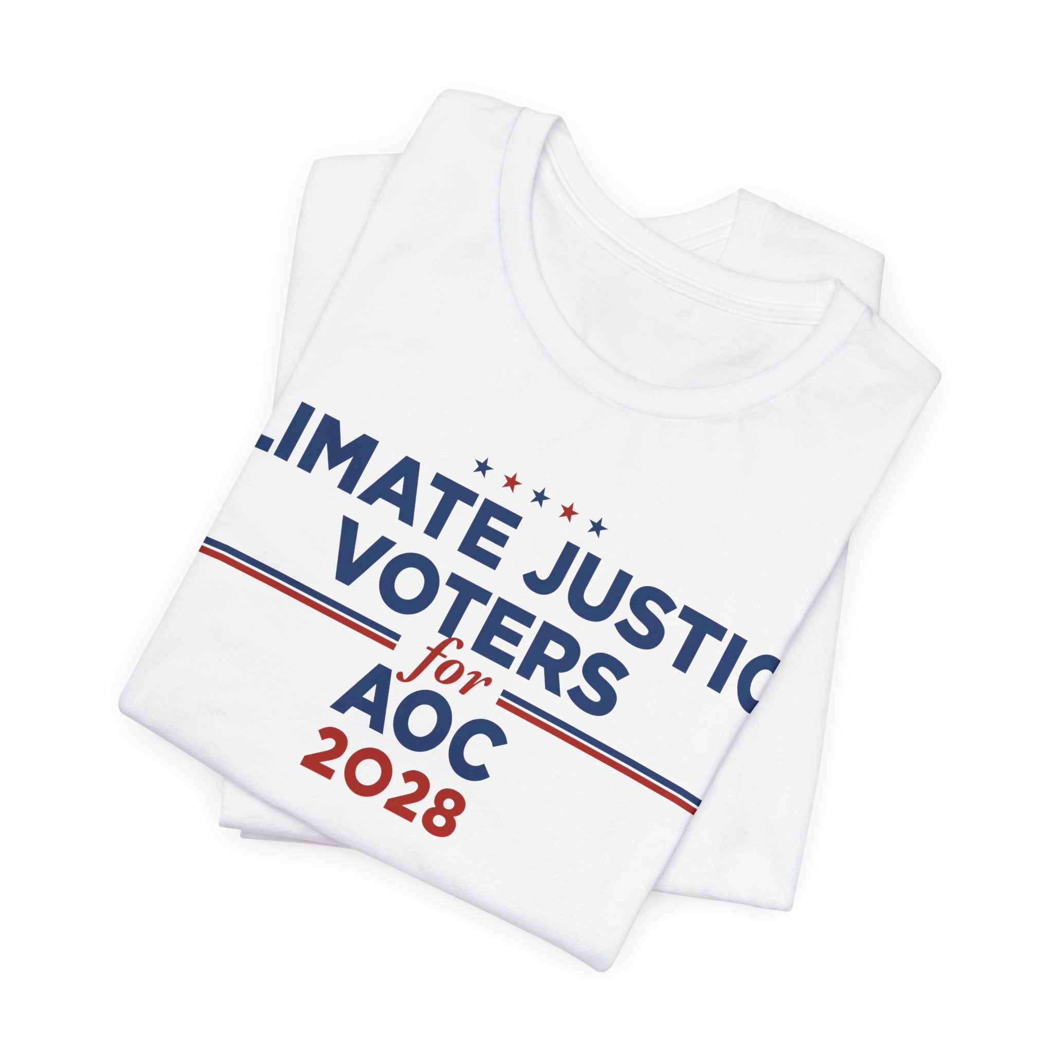 Climate Justice Voters for AOC 2028 T-Shirt | Bella+Canvas 3001 Political Graphic Tee