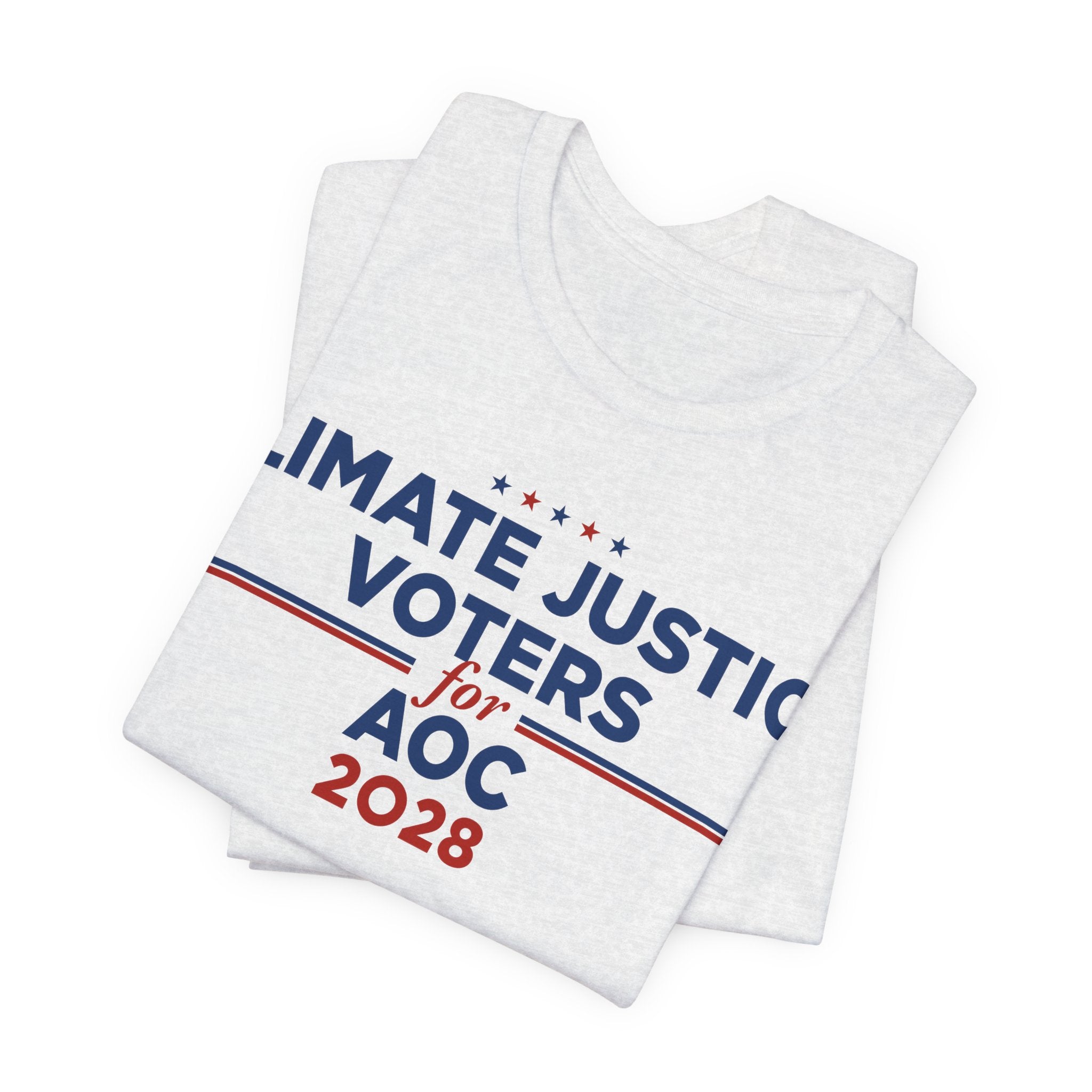 Climate Justice Voters for AOC 2028 T-Shirt | Bella+Canvas 3001 Political Graphic Tee