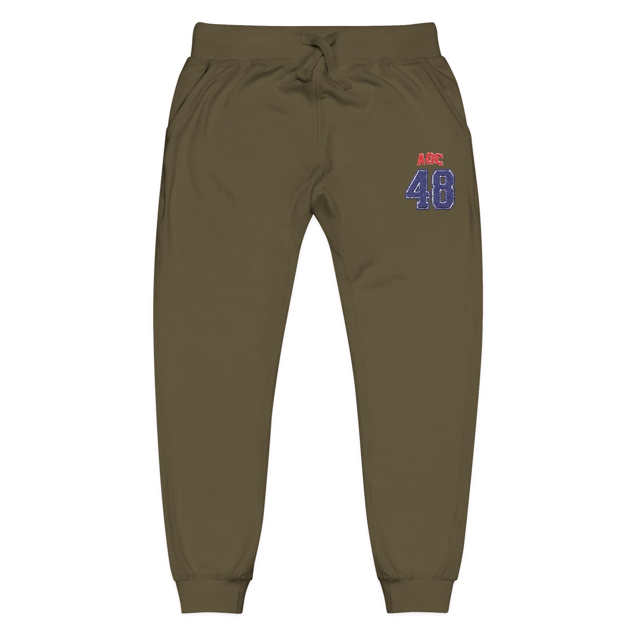Embroidered Team AOC for 48th President Fleece Sweatpants — Casual Cozy Joggers