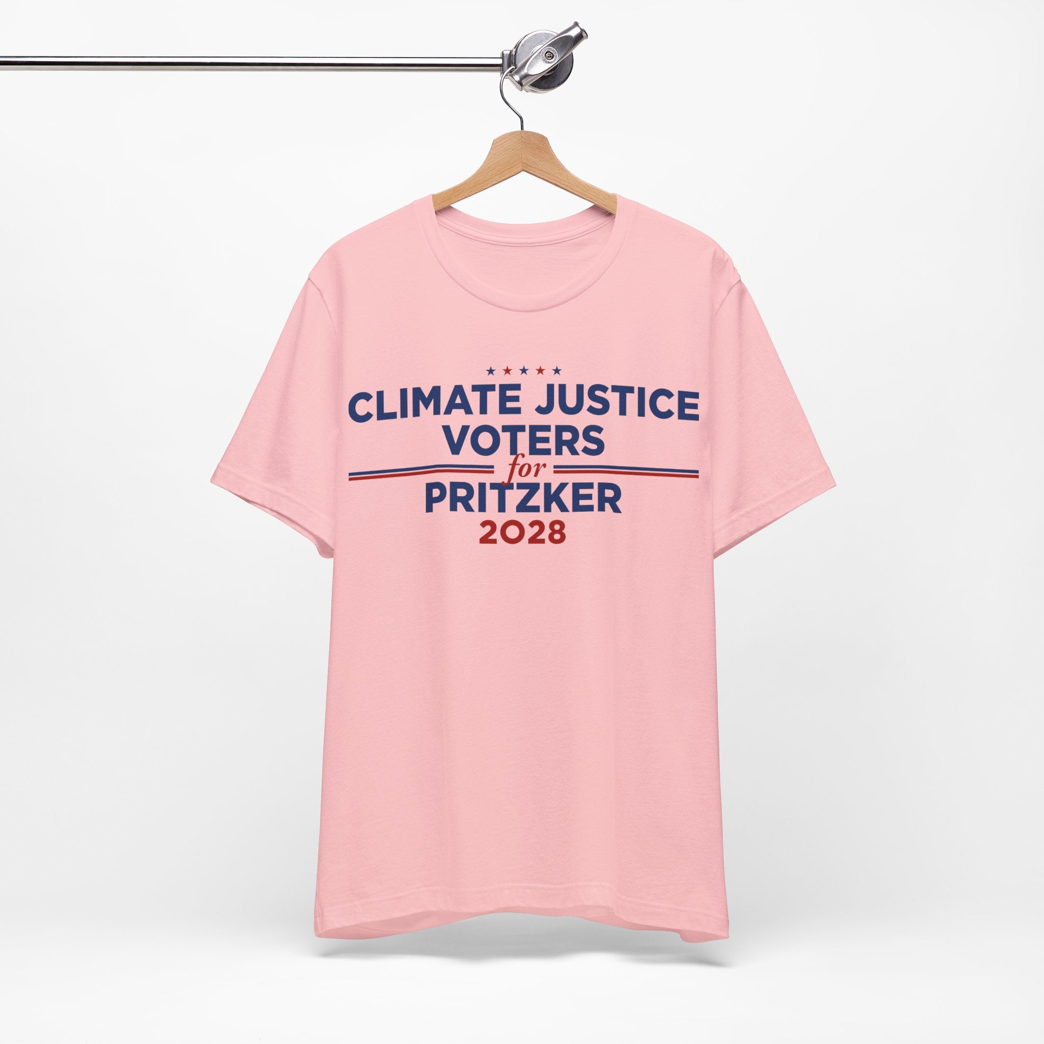 Climate Justice Voters for Pritzker 2028 T-Shirt | Bella+Canvas 3001 Political Graphic Tee