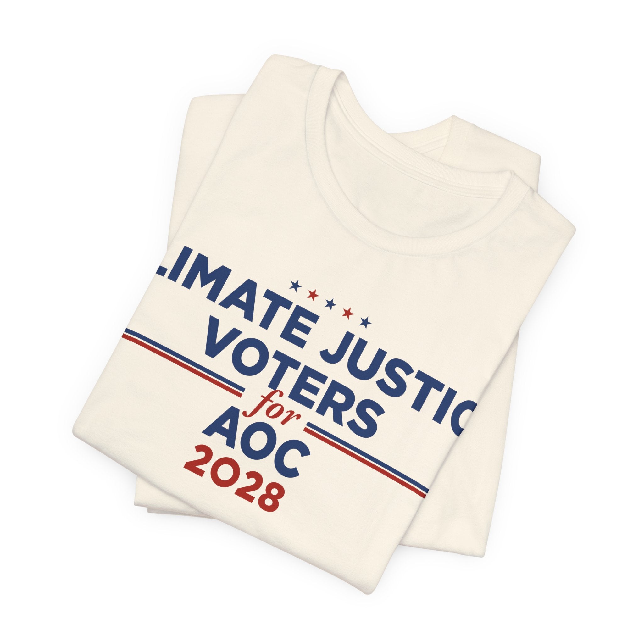 Climate Justice Voters for AOC 2028 T-Shirt | Bella+Canvas 3001 Political Graphic Tee