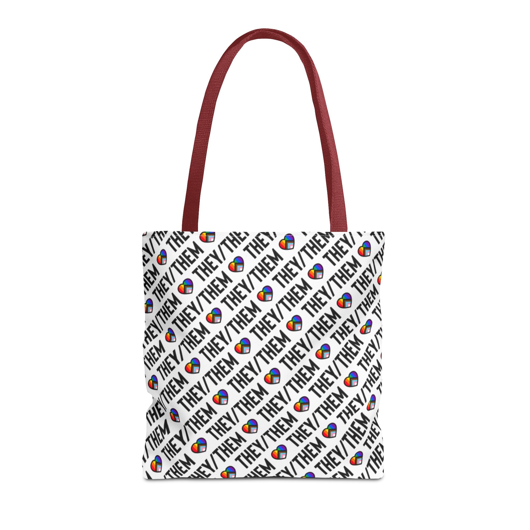 They/Them Pride Pattern Tote Bag | All-Over Print Pronoun Carryall