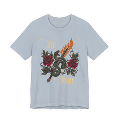 He/Him Gothic Tattoo T-Shirt | Bella+Canvas 3001 Pronoun Graphic Tee