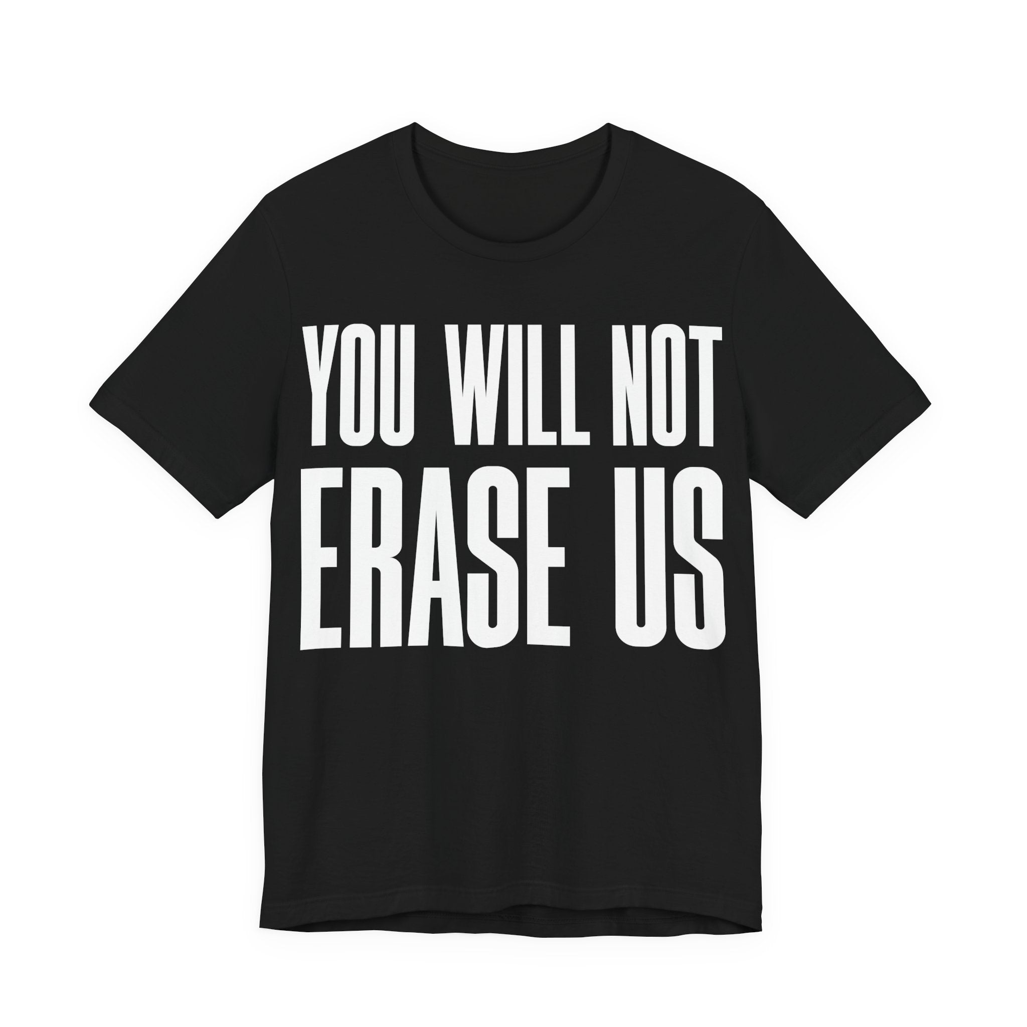 You Will Not Erase Us T-Shirt | LGBTQ+ & Human Rights Protest Tee | Anti-Erasure Solidarity Graphic Shirt