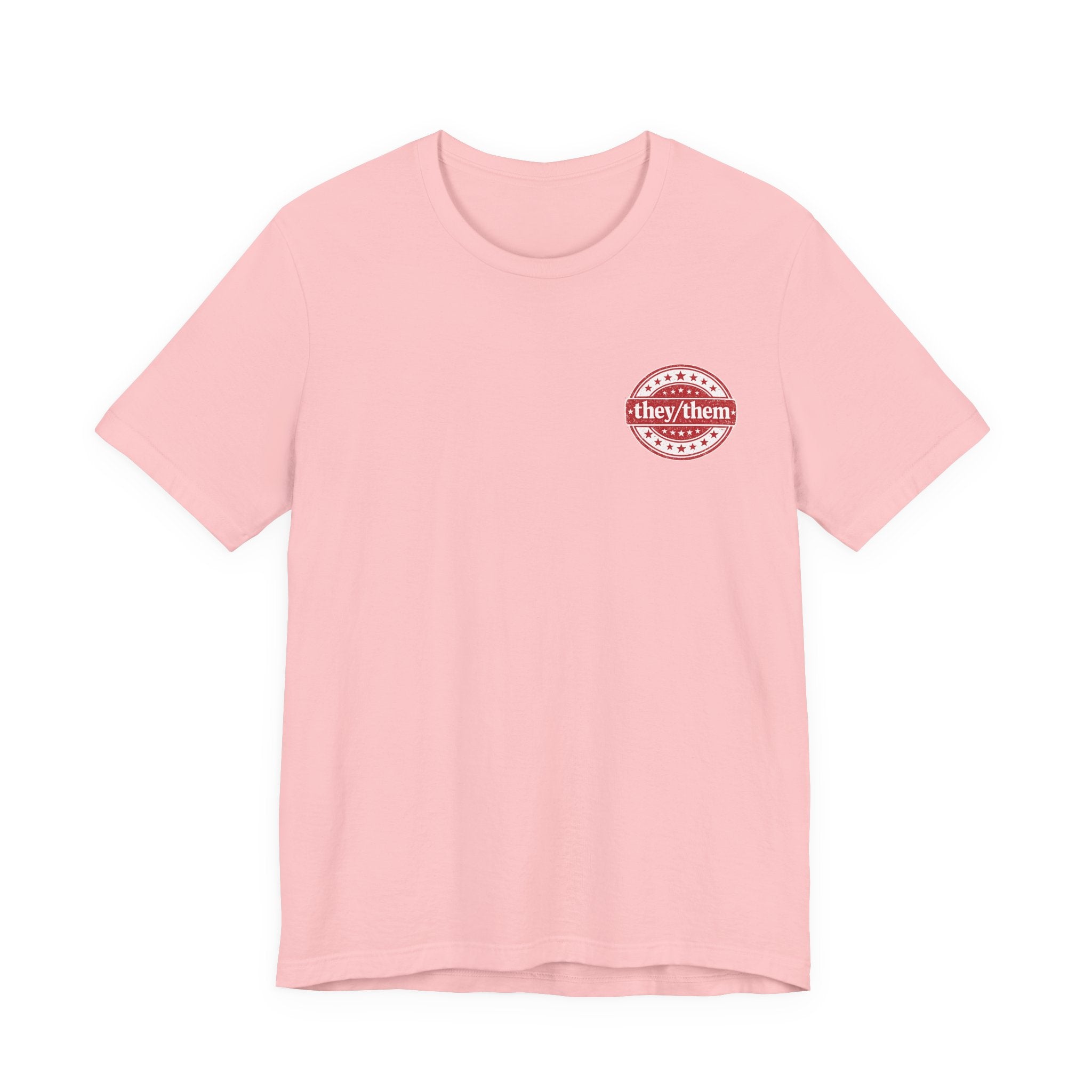 they/them Red Stamp Pronoun T-Shirt – Vintage Chest Graphic Tee