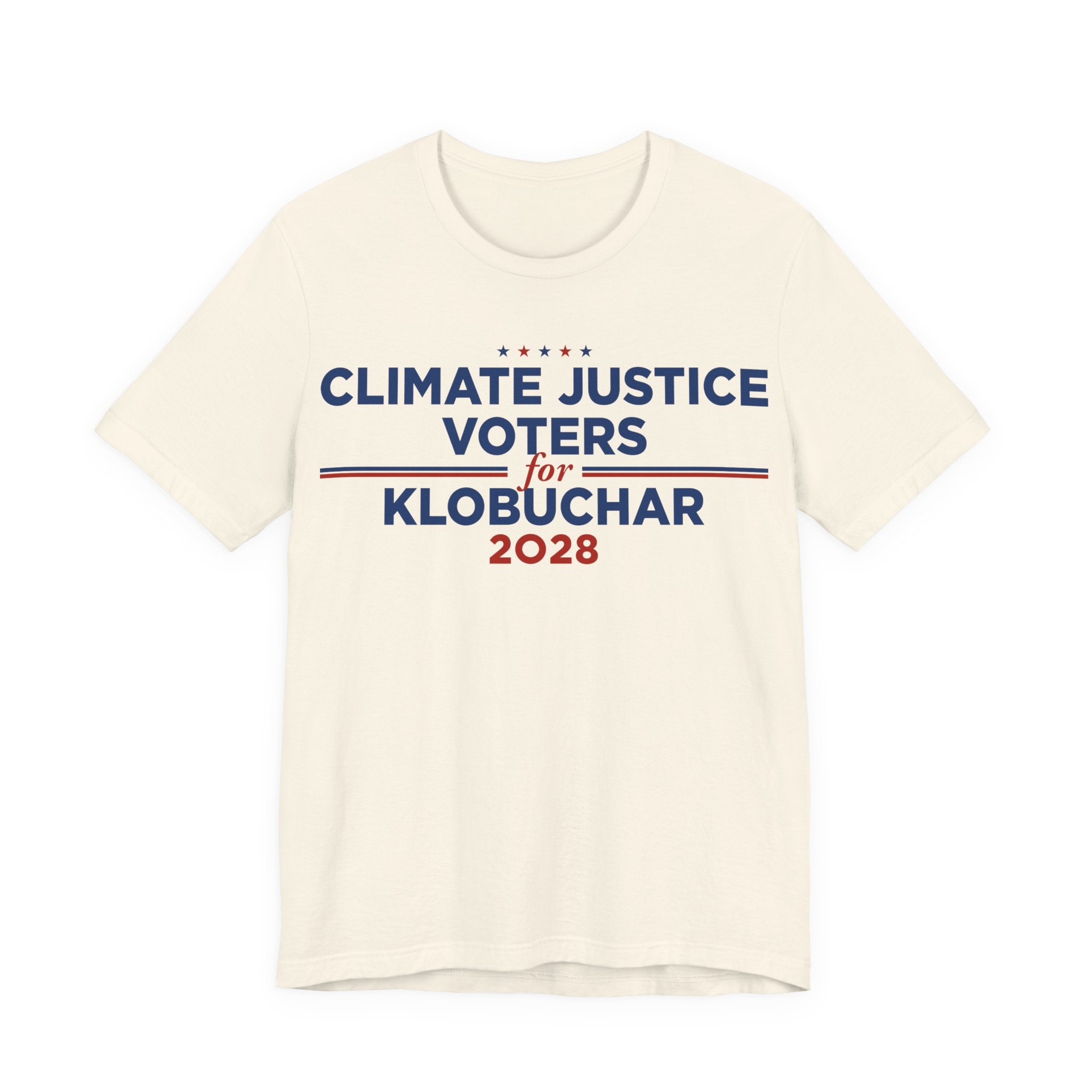 Climate Justice Voters for Klobuchar 2028 T-Shirt | Bella+Canvas 3001 Political Graphic Tee