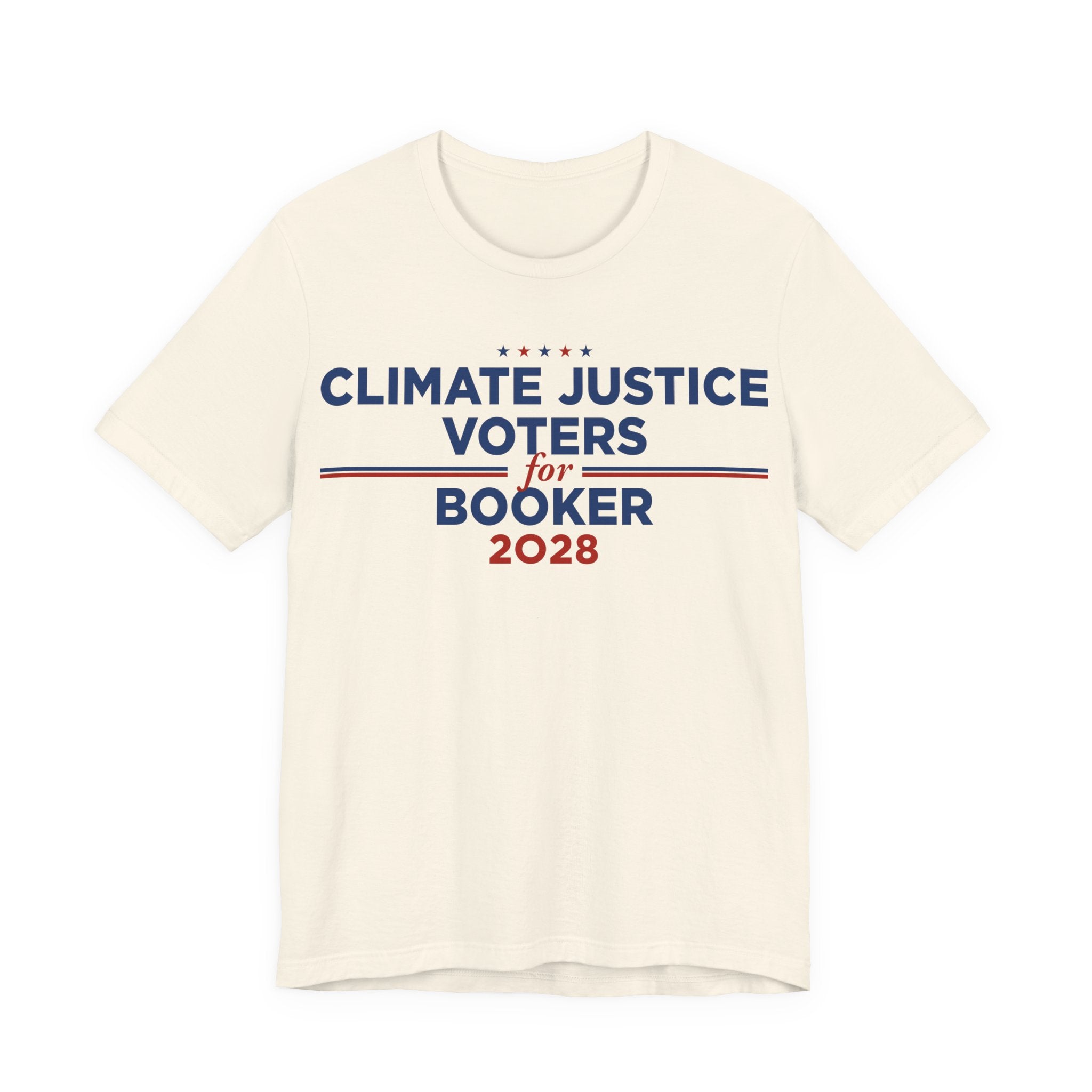 Climate Justice Voters for Booker 2028 T-Shirt | Bella+Canvas 3001 Political Graphic Tee