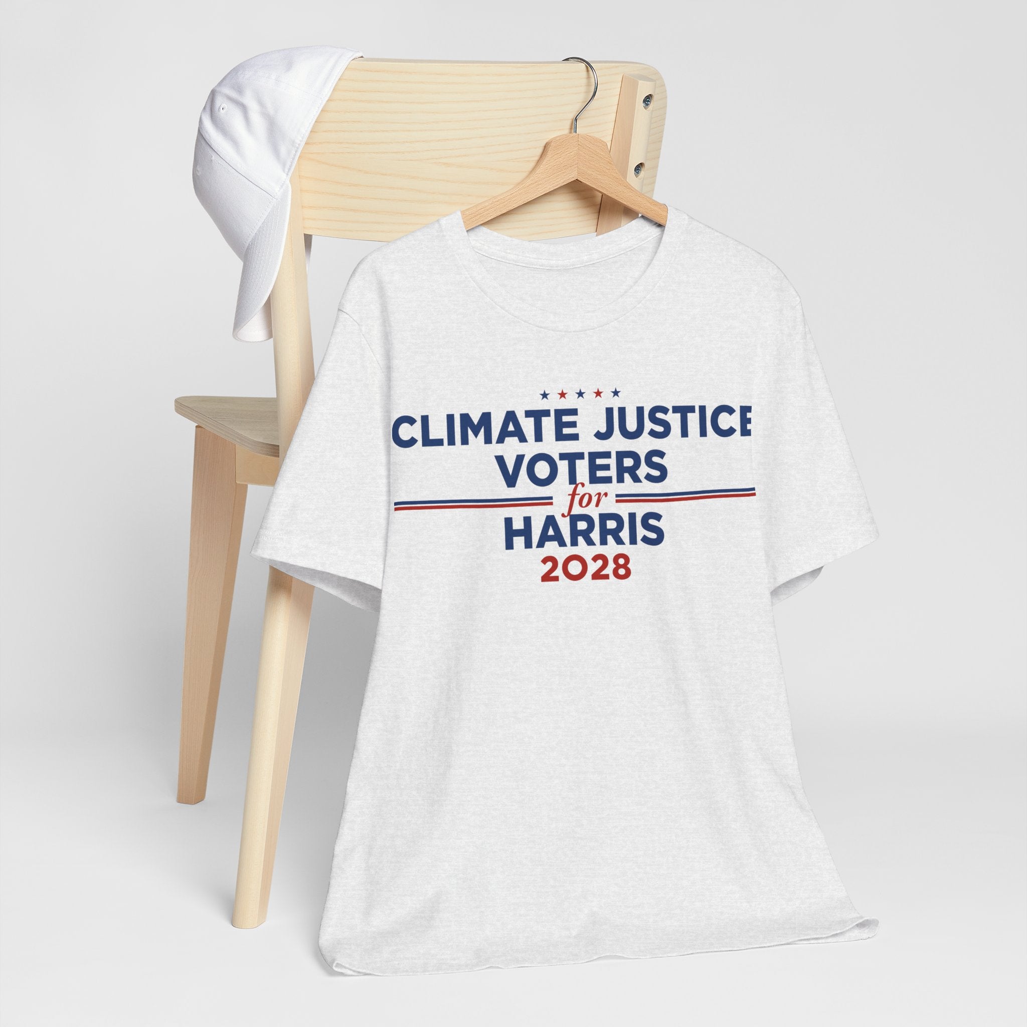 Climate Justice Voters for Harris 2028 T-Shirt | Bella+Canvas 3001 Political Graphic Tee