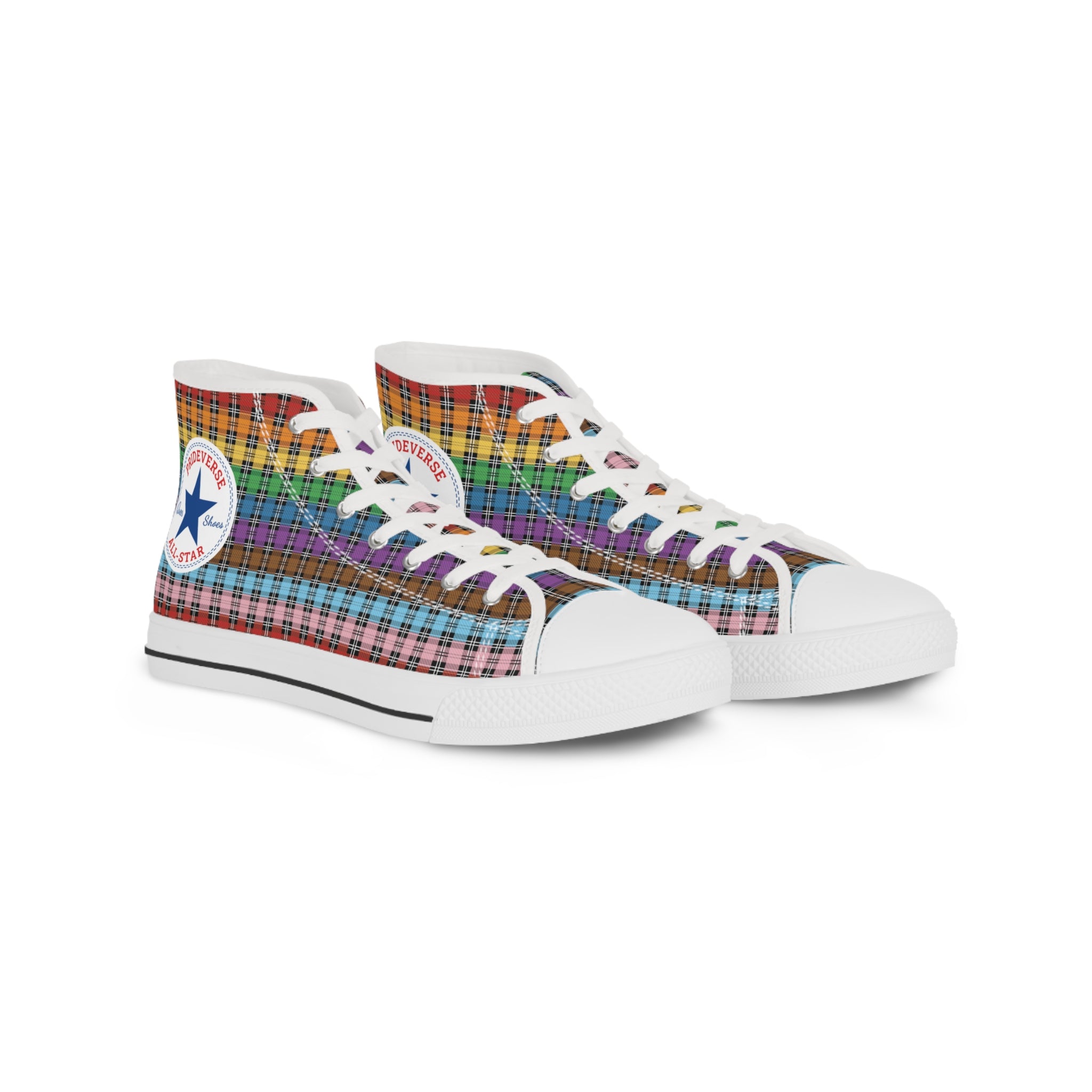 Progress Pride Plaid Prideverse Men's High Top Sneakers
