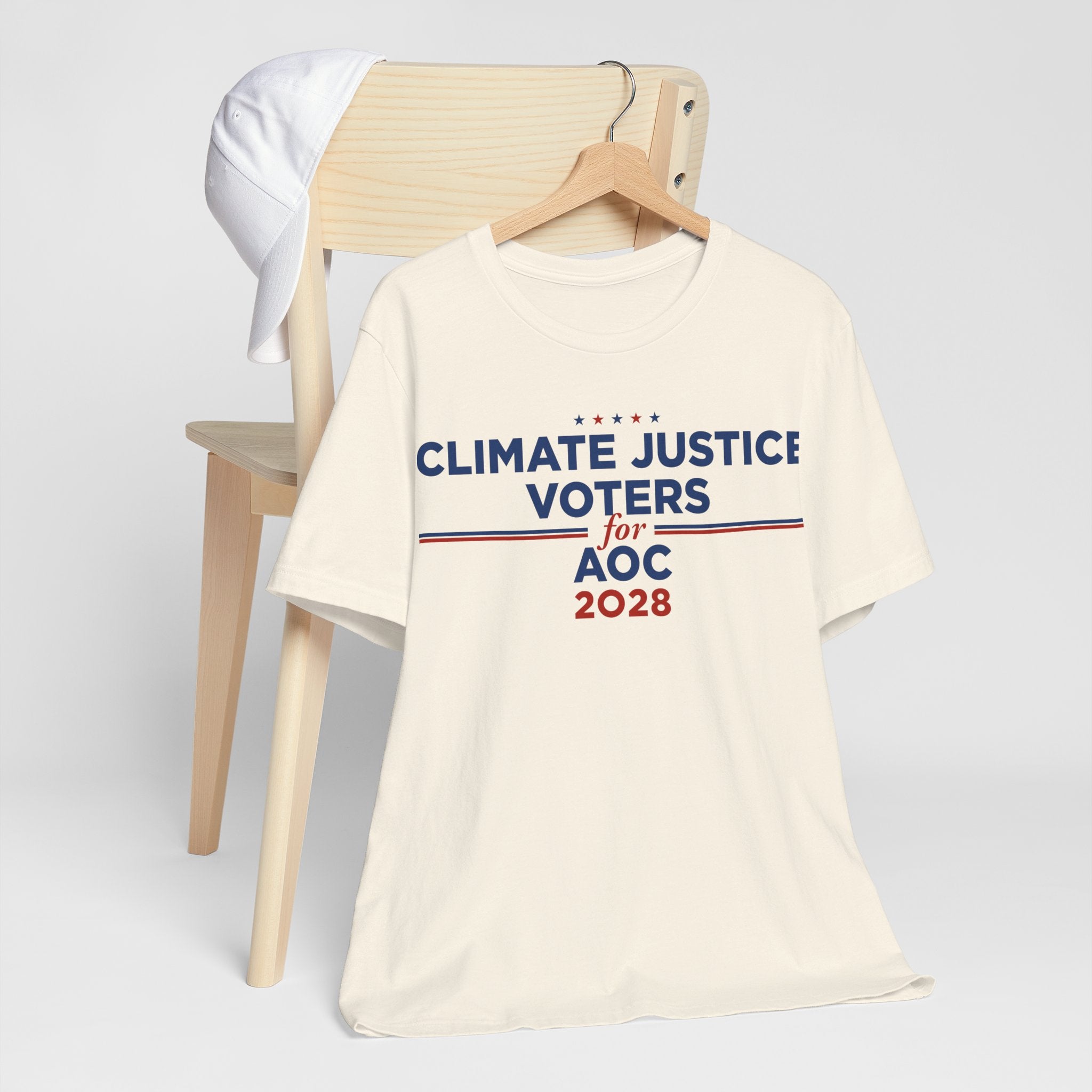Climate Justice Voters for AOC 2028 T-Shirt | Bella+Canvas 3001 Political Graphic Tee