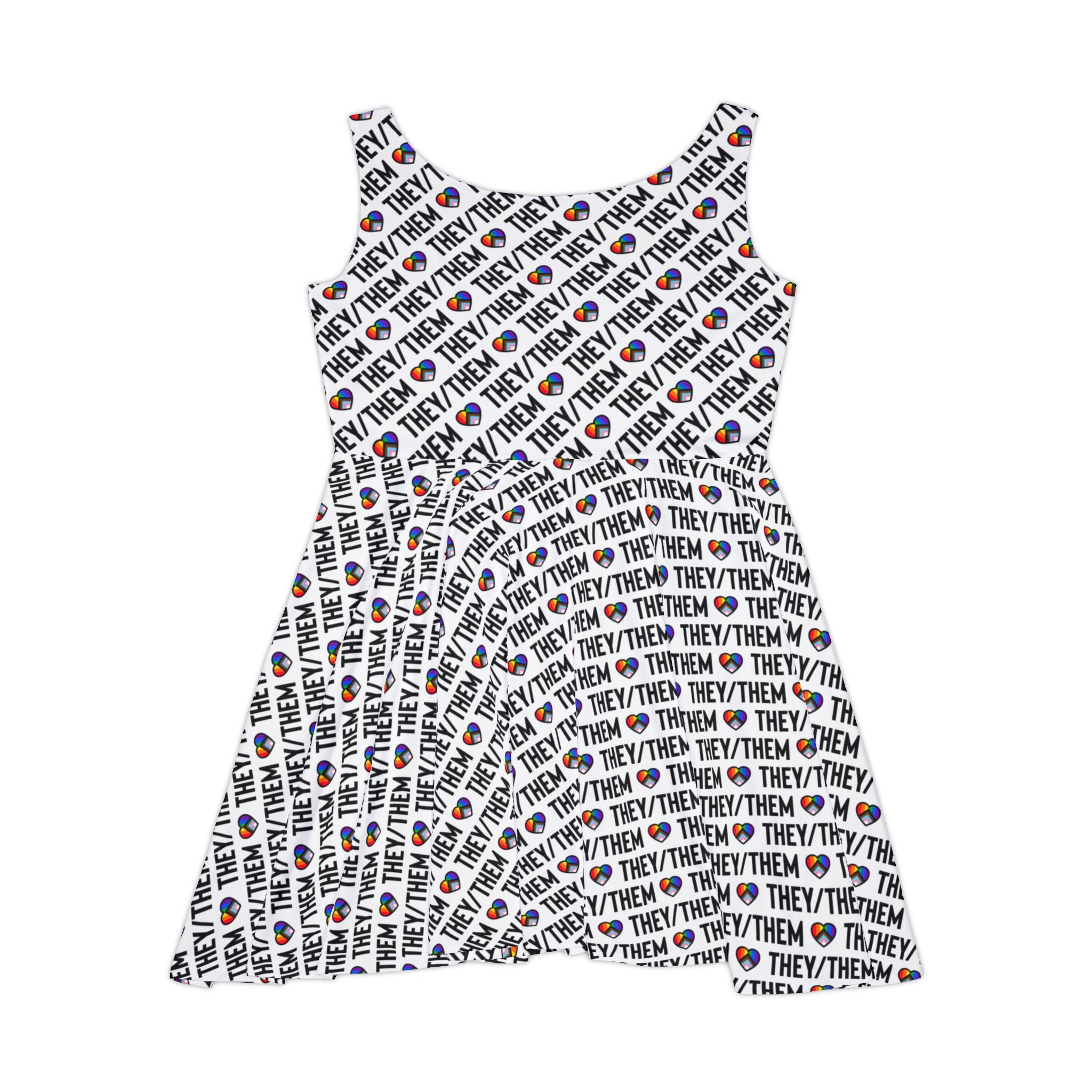 They/Them Pride Pattern Skater Dress | All-Over Print Pronoun Dress
