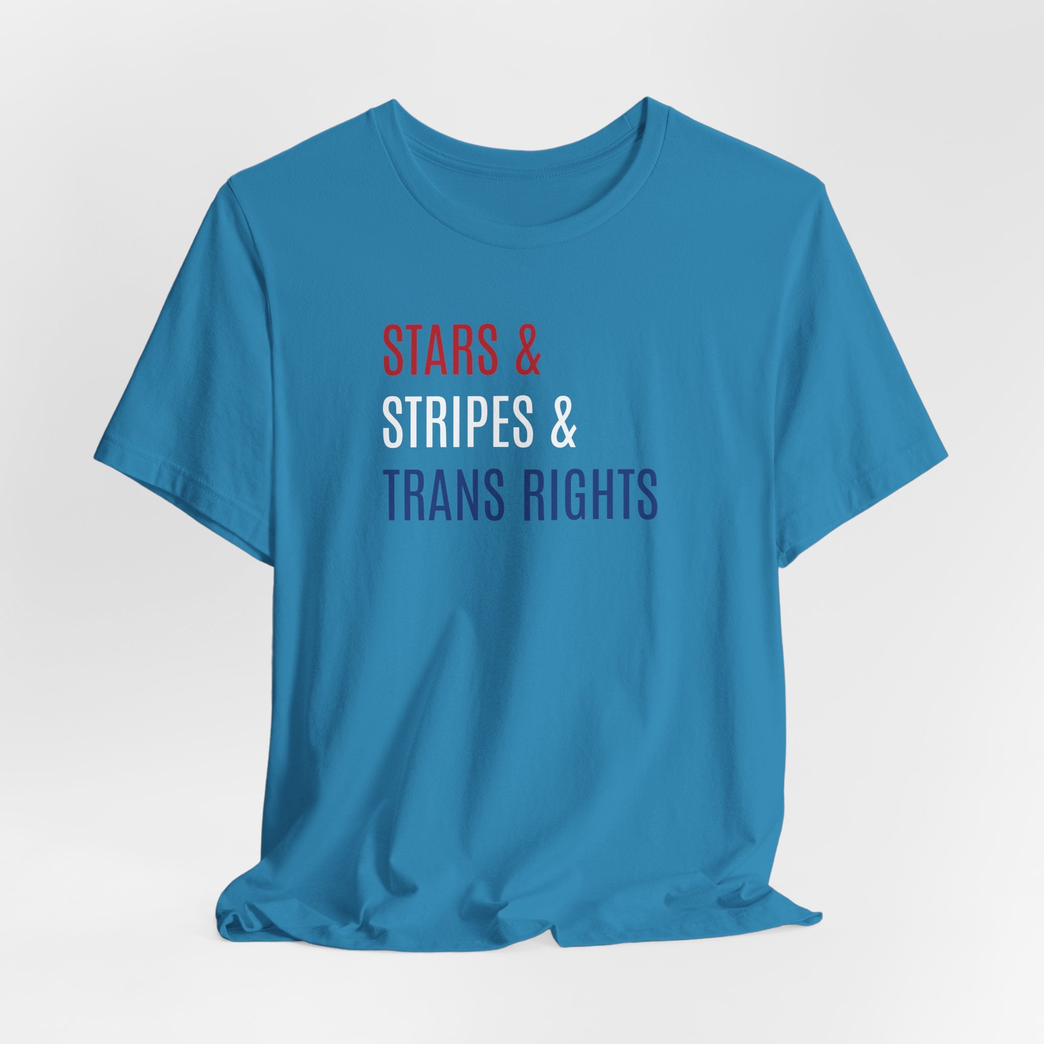 Stars, Stripes, Trans Rights T-Shirt - Red White Blue Patriotic Shirt - LGBTQ - Transgender Tee