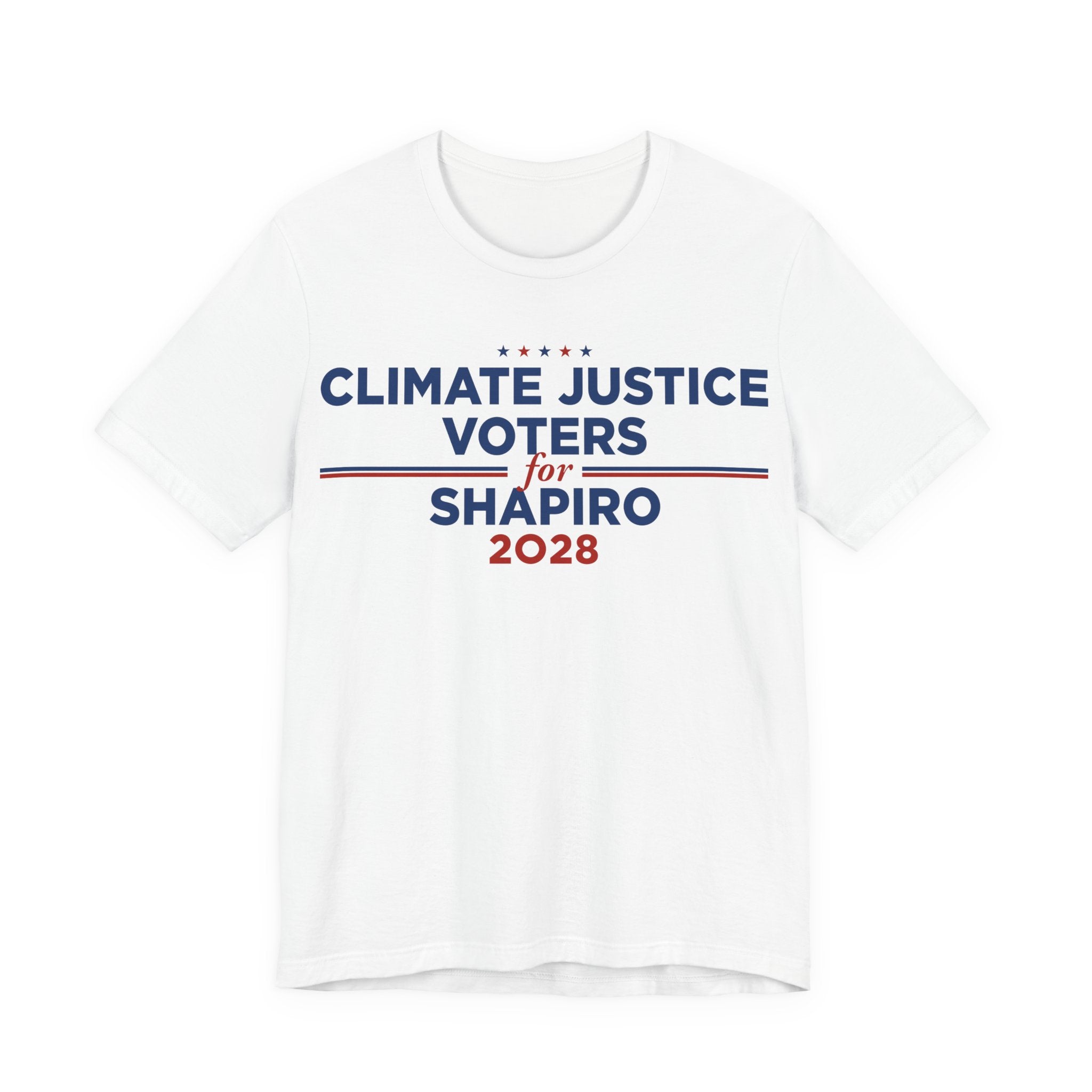 Climate Justice Voters for Shapiro 2028 T-Shirt | Bella+Canvas 3001 Political Graphic Tee