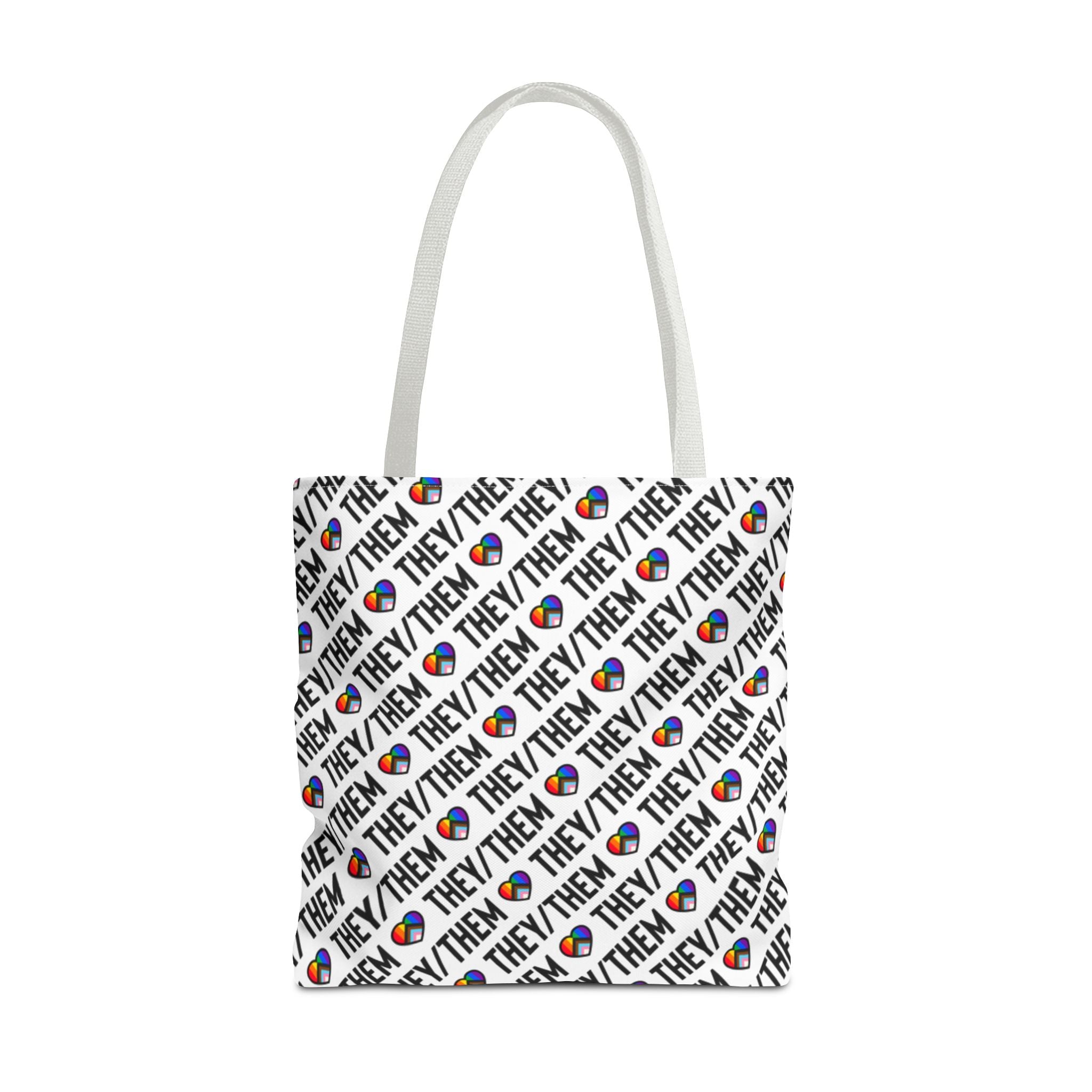 They/Them Pride Pattern Tote Bag | All-Over Print Pronoun Carryall