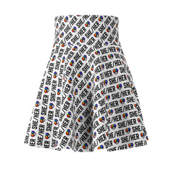 She/Her Pride Pattern Skater Skirt | All-Over Print Pronoun Skirt