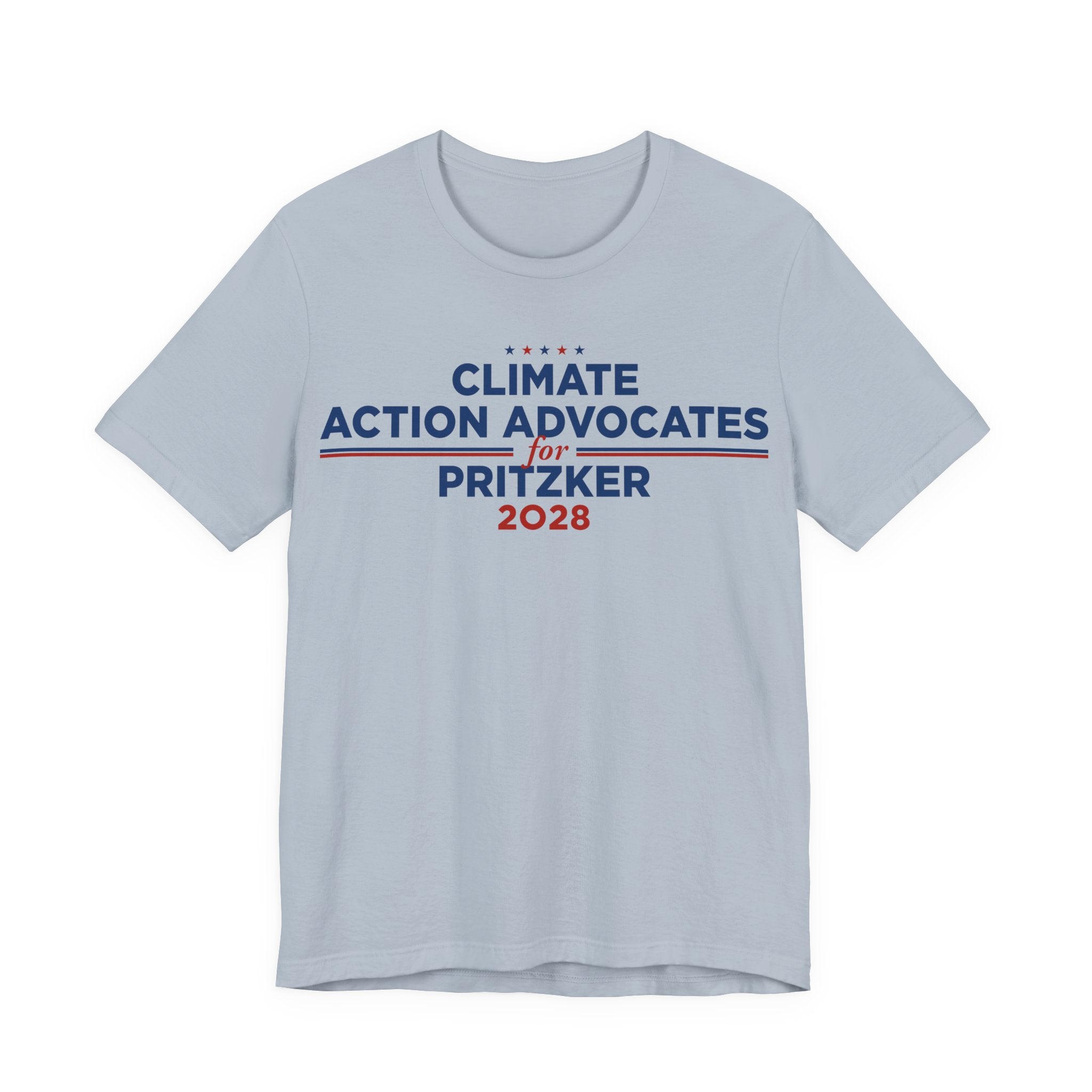 Climate Action Advocates for Pritzker 2028 T-Shirt | Bella+Canvas 3001 Political Graphic Tee