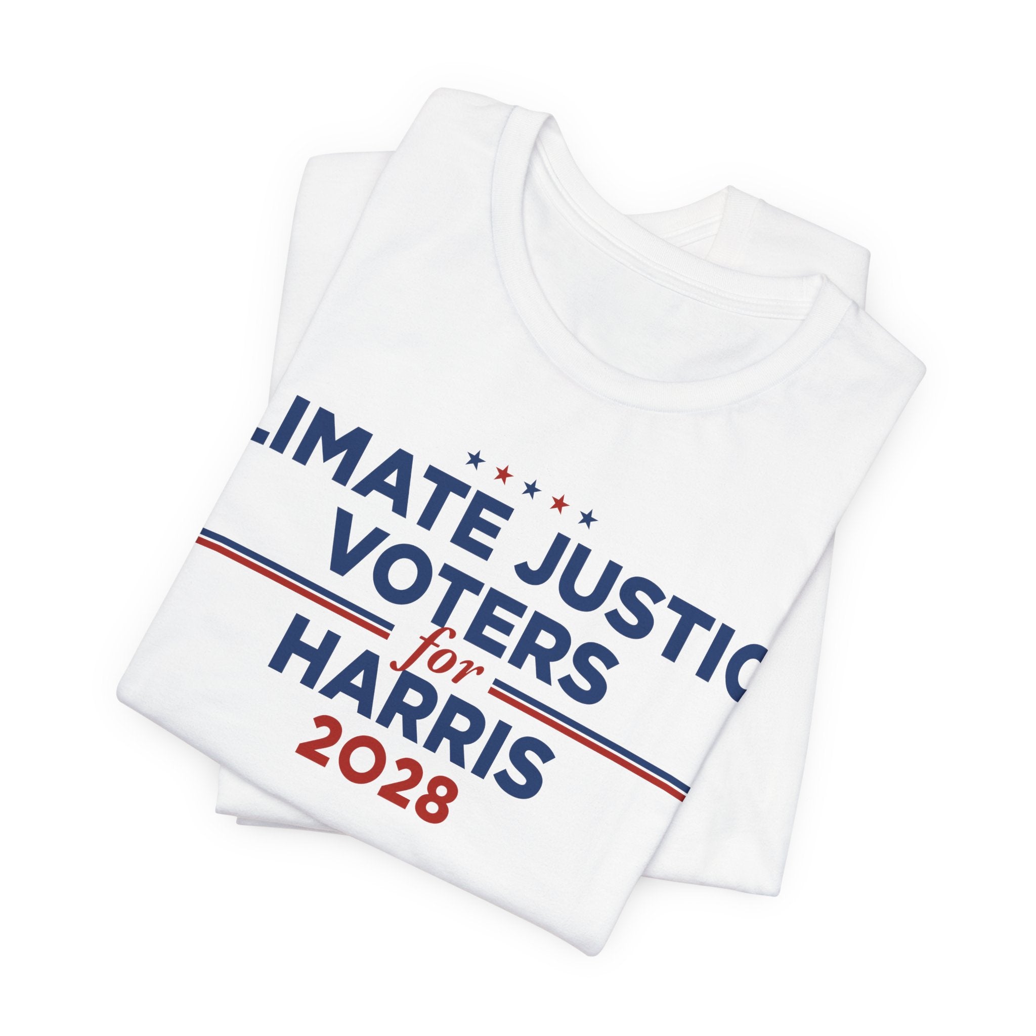 Climate Justice Voters for Harris 2028 T-Shirt | Bella+Canvas 3001 Political Graphic Tee