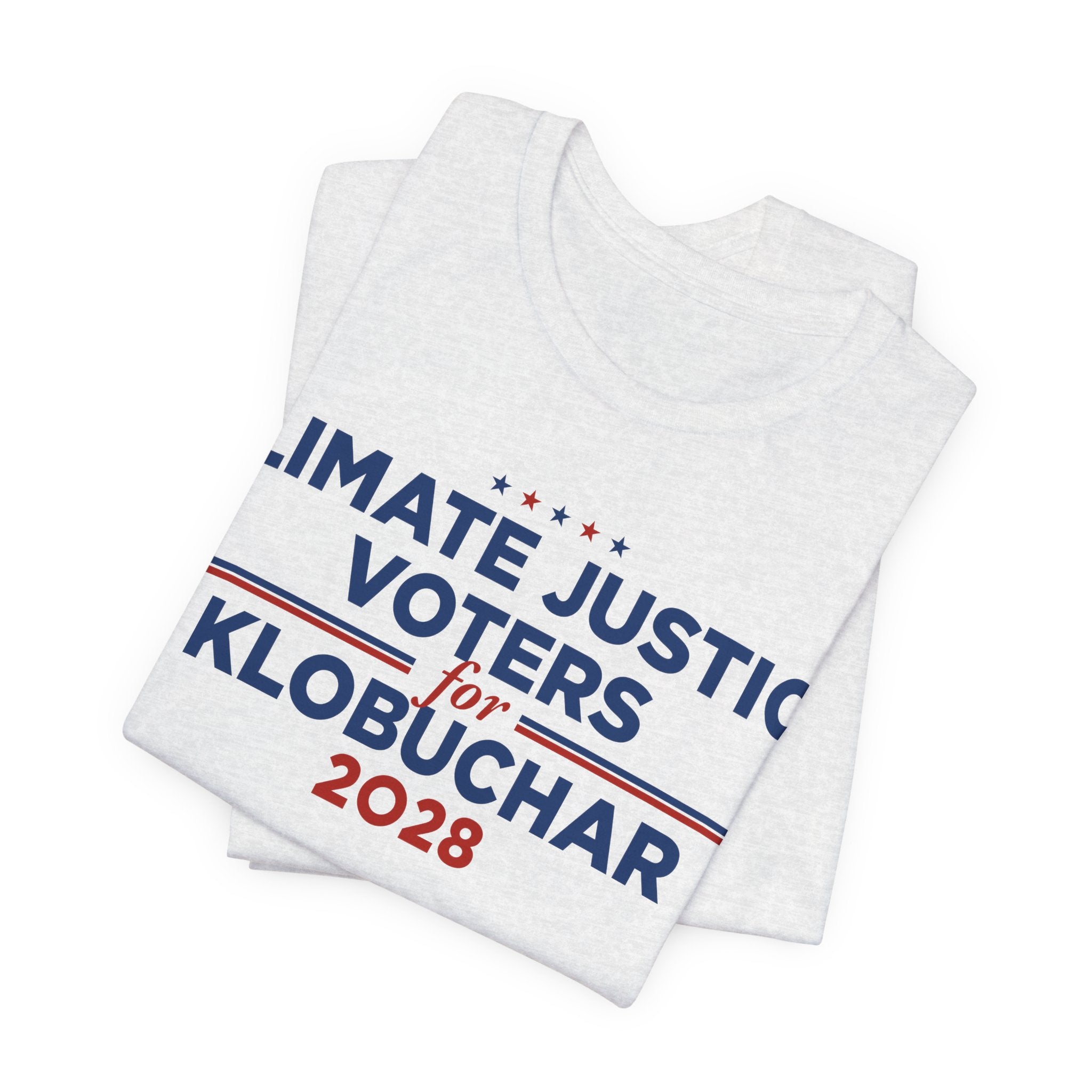 Climate Justice Voters for Klobuchar 2028 T-Shirt | Bella+Canvas 3001 Political Graphic Tee