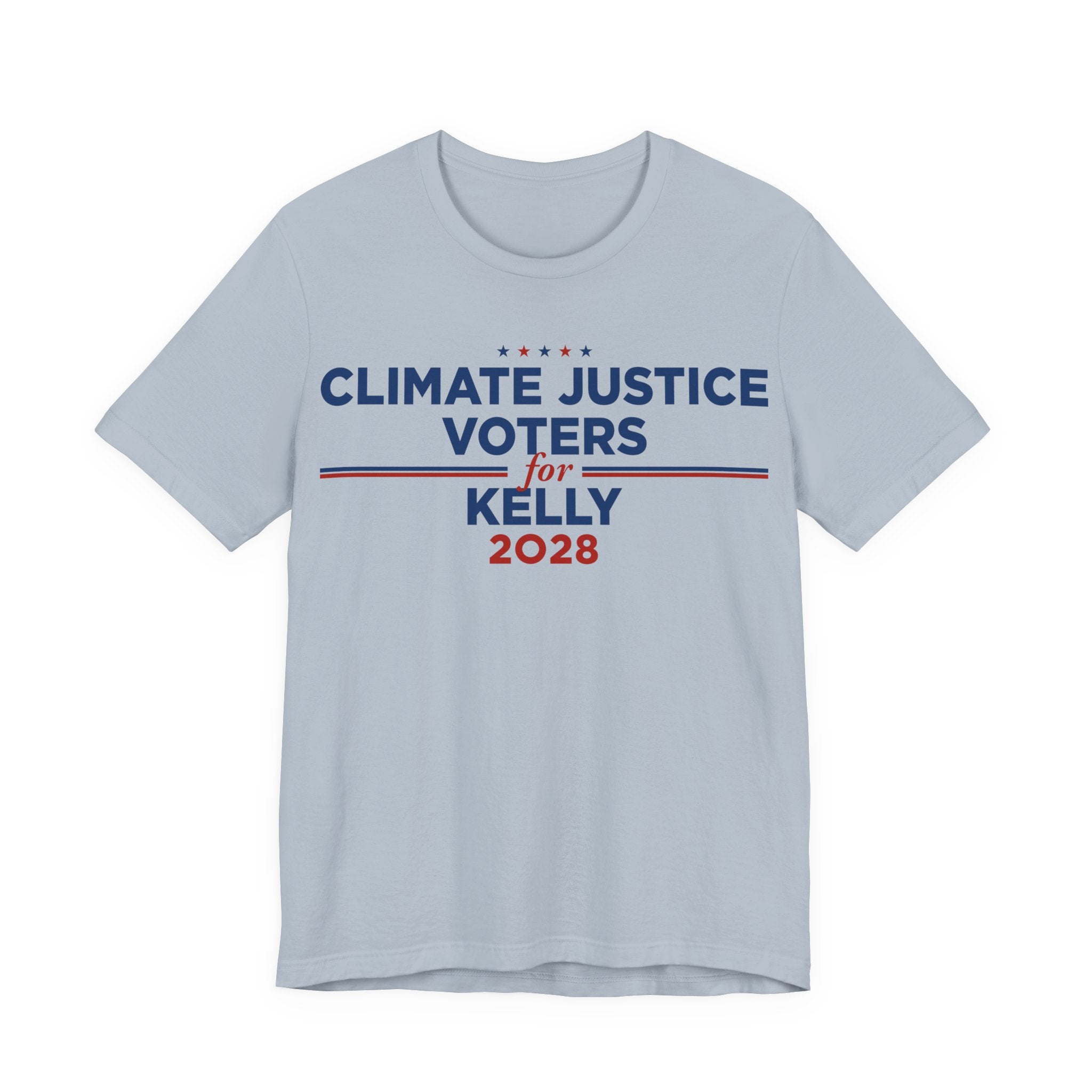 Climate Justice Voters for Kelly 2028 T-Shirt | Bella+Canvas 3001 Political Graphic Tee