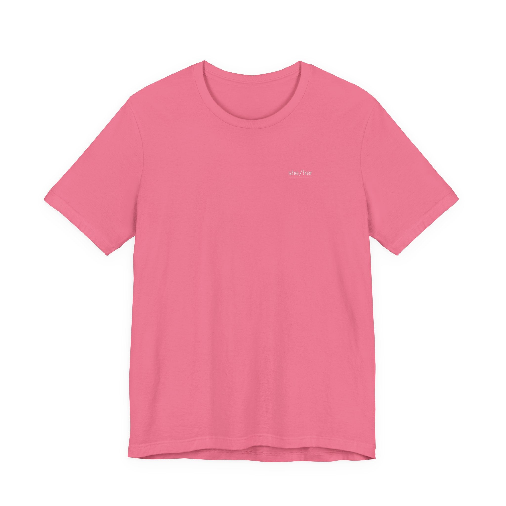 she/her Pronoun T-Shirt – Minimalist Underlined Chest Graphic Tee