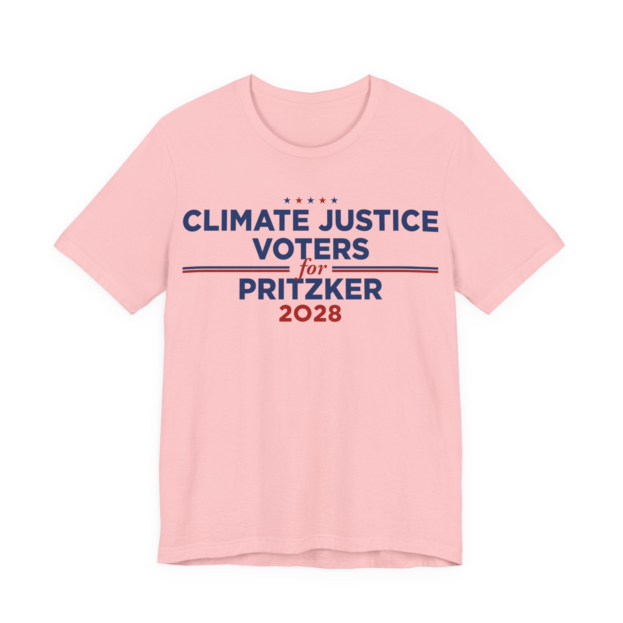 Climate Justice Voters for Pritzker 2028 T-Shirt | Bella+Canvas 3001 Political Graphic Tee