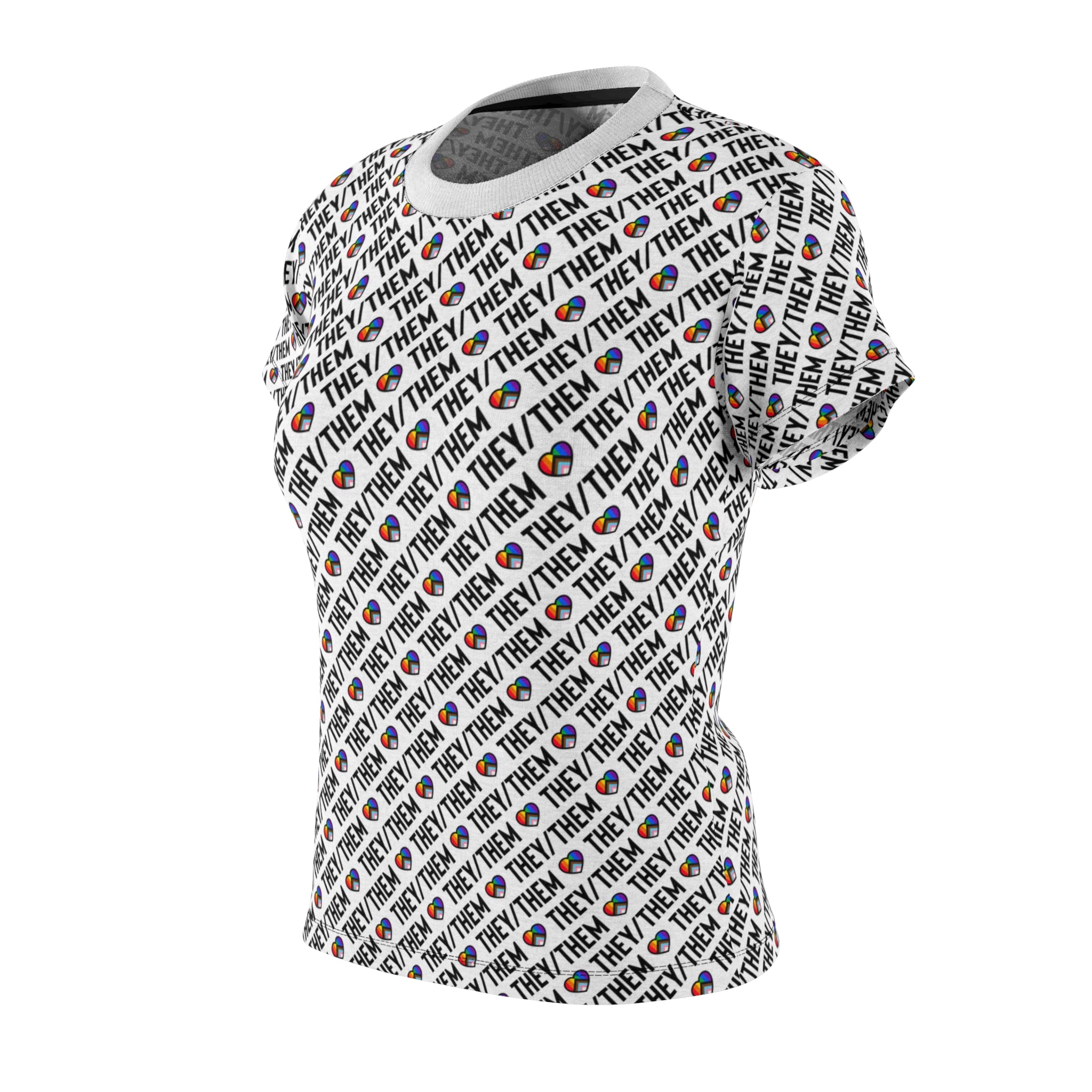 They/Them Pride Pattern Women’s T-Shirt | All-Over Print Pronoun Tee