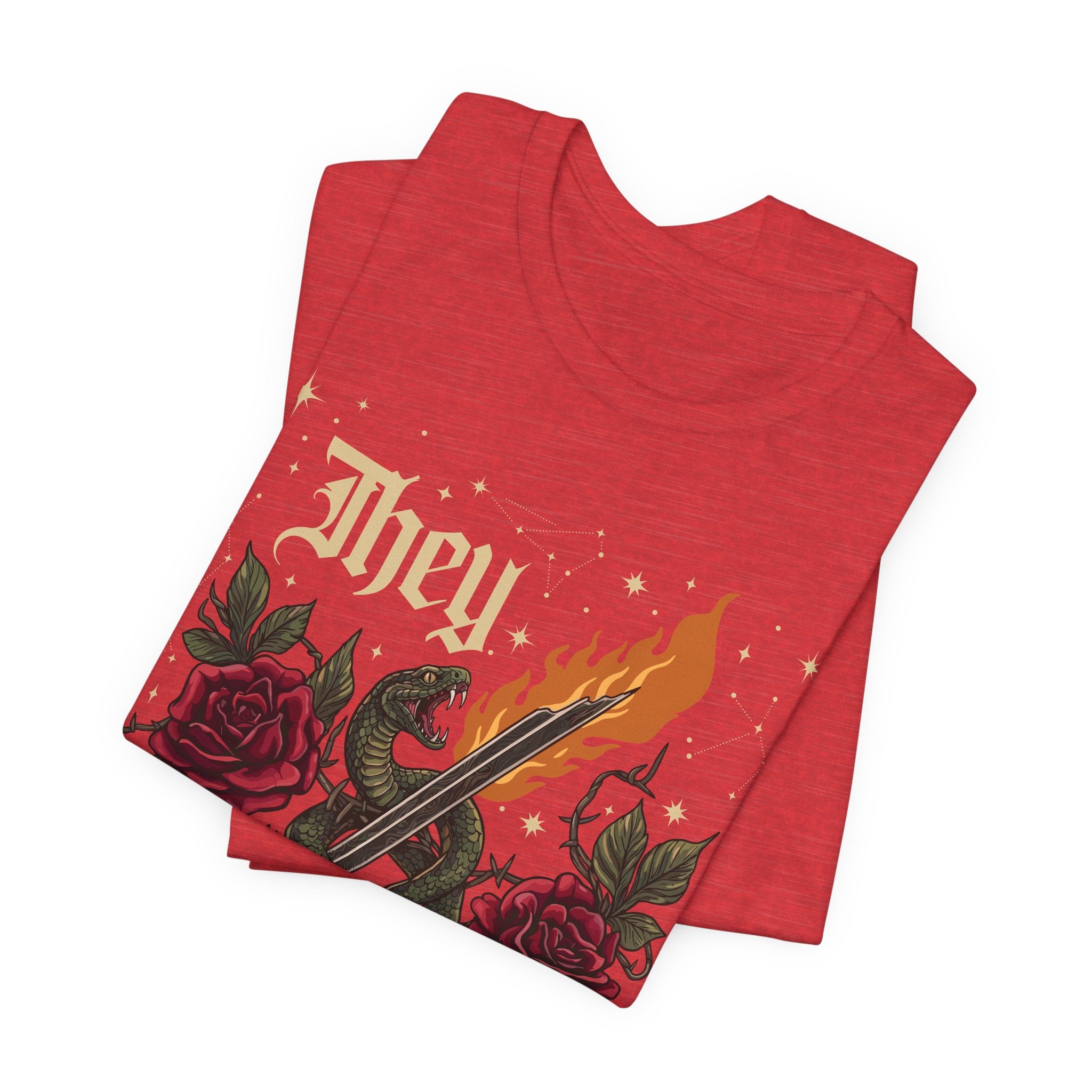 They/Them Gothic Tattoo T-Shirt | Bella+Canvas 3001 Pronoun Graphic Tee