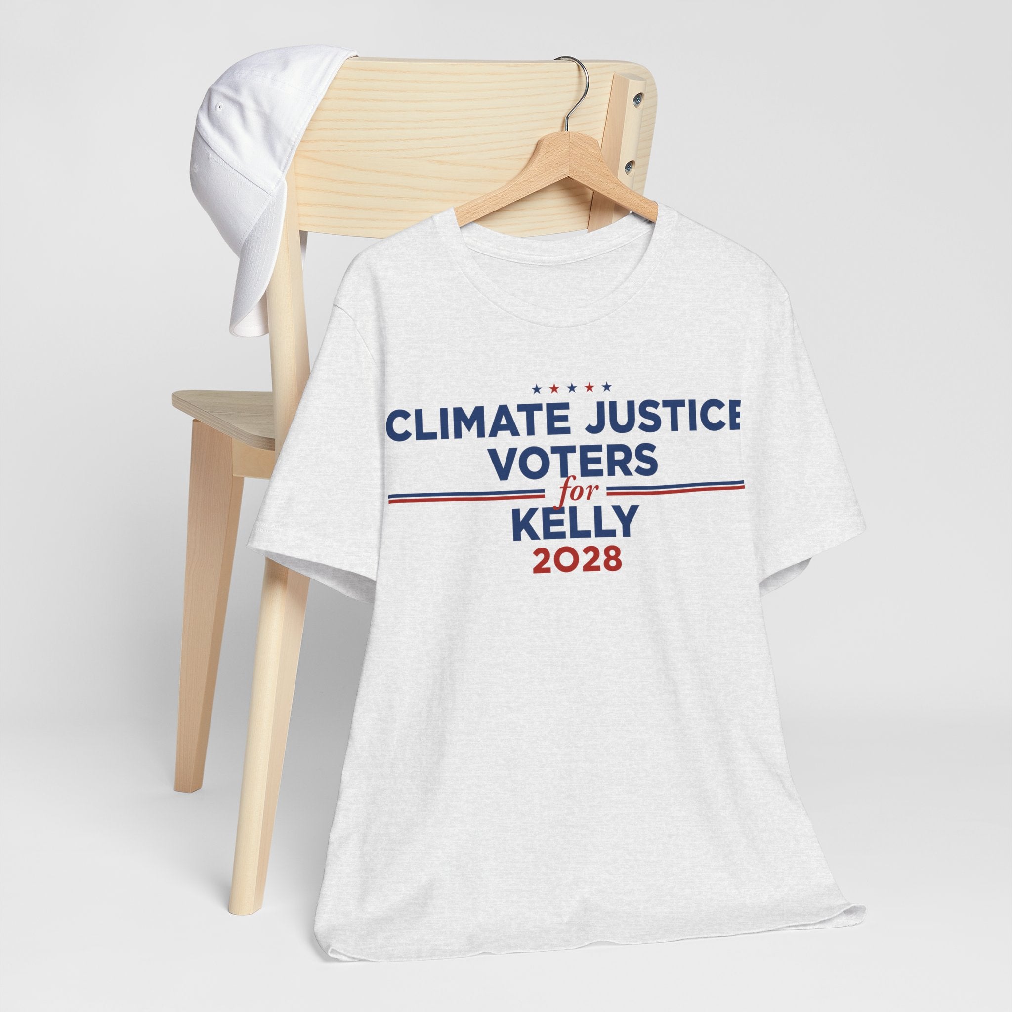 Climate Justice Voters for Kelly 2028 T-Shirt | Bella+Canvas 3001 Political Graphic Tee