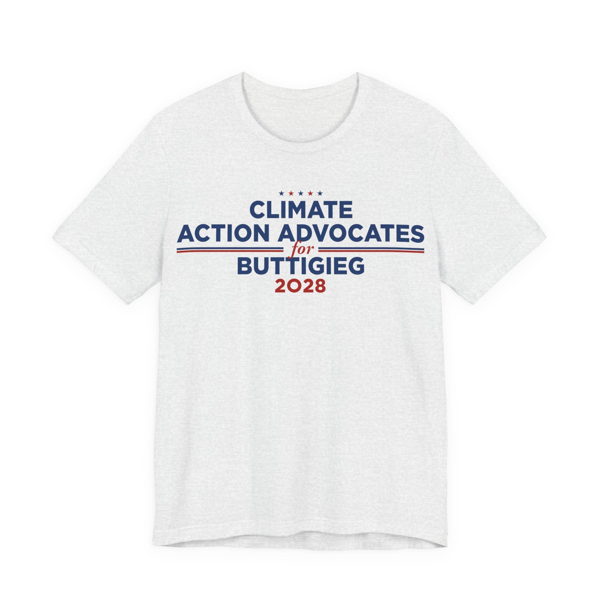 Climate Action Advocates for Buttigieg 2028 T-Shirt | Bella+Canvas 3001 Political Graphic Tee