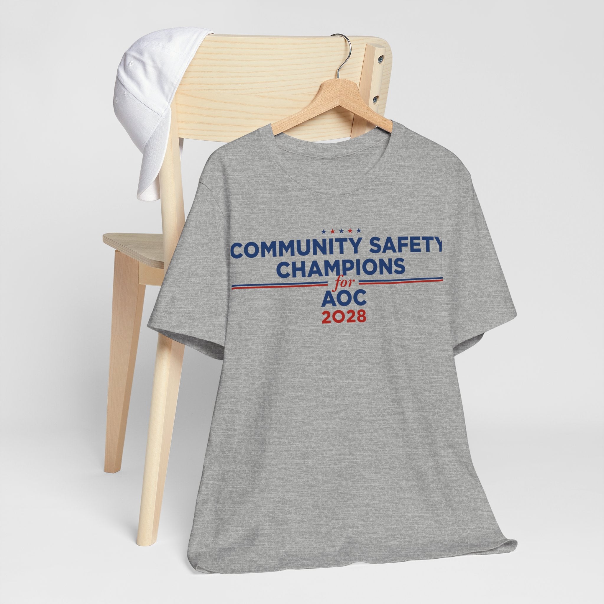Community Safety Champion for AOC 2028 T-Shirt | Bella+Canvas 3001 Political Graphic Tee