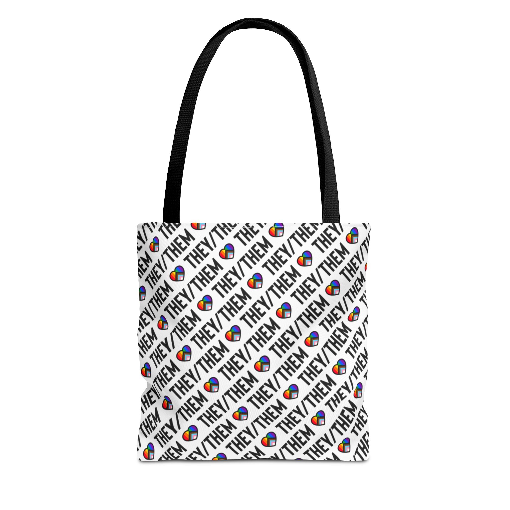 They/Them Pride Pattern Tote Bag | All-Over Print Pronoun Carryall