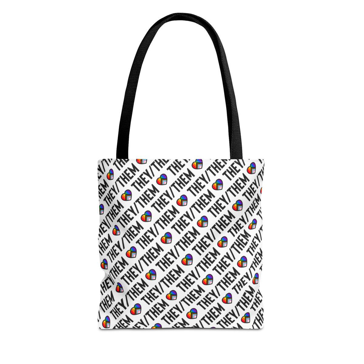 They/Them Pride Pattern Tote Bag | All-Over Print Pronoun Carryall