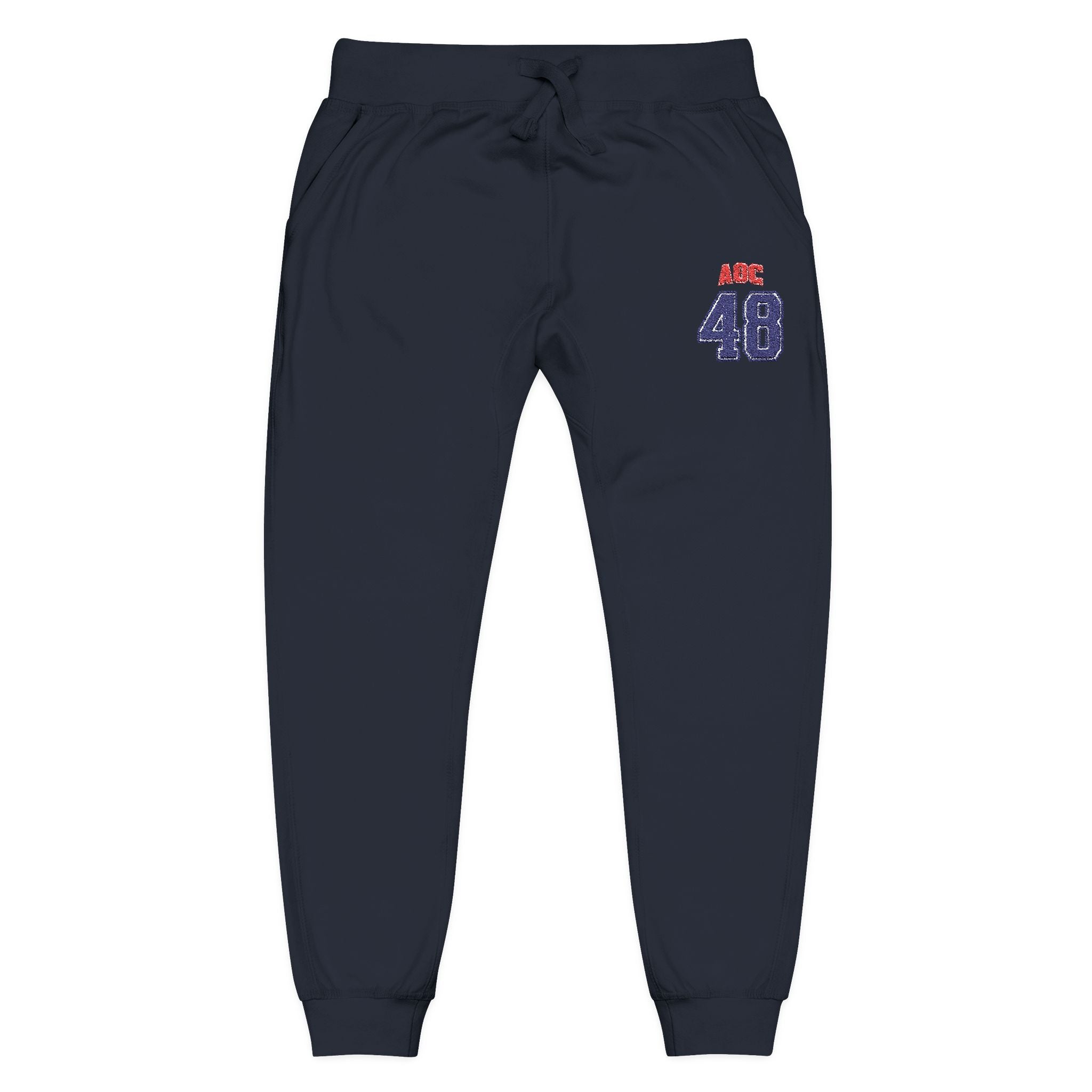 Embroidered Team AOC for 48th President Fleece Sweatpants — Casual Cozy Joggers