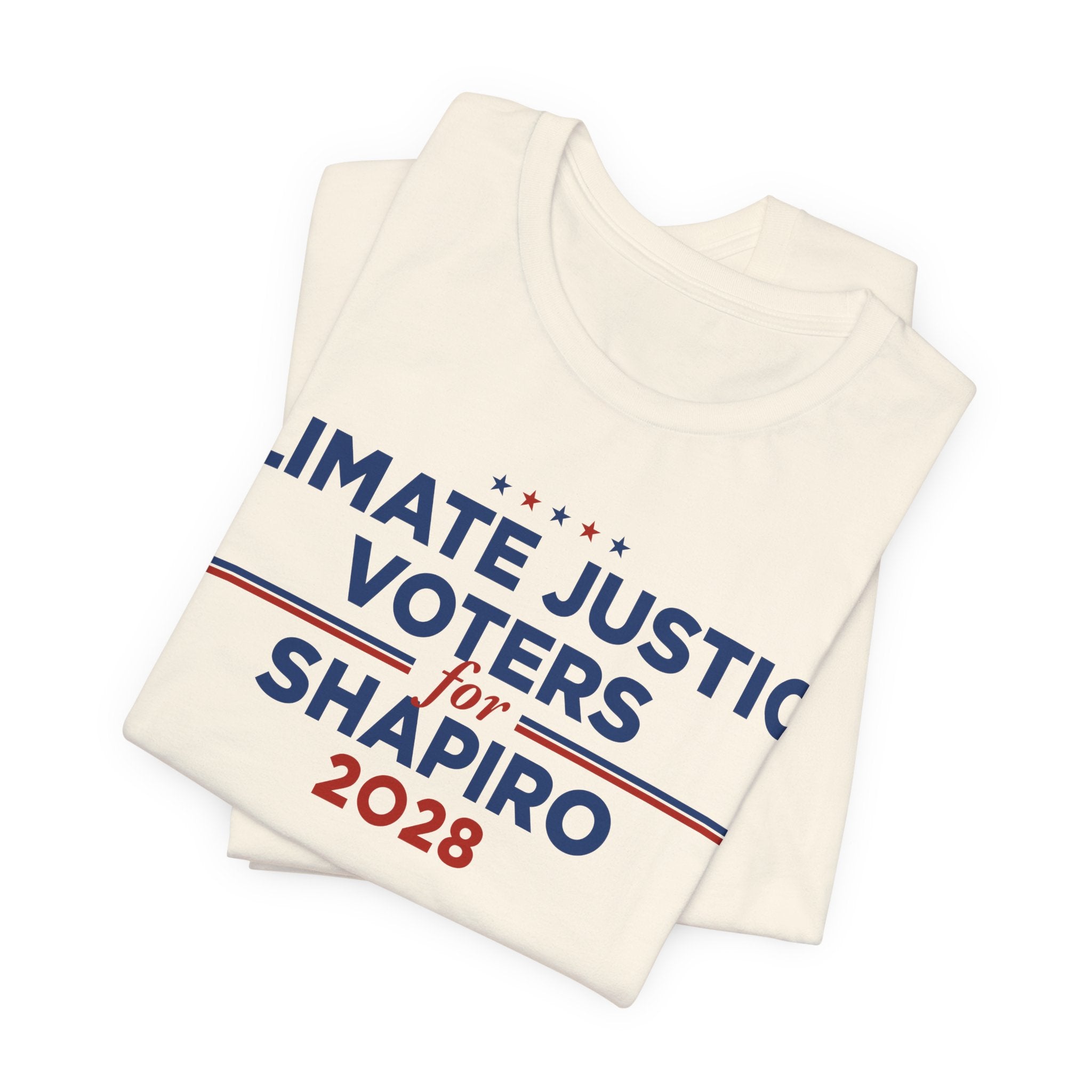 Climate Justice Voters for Shapiro 2028 T-Shirt | Bella+Canvas 3001 Political Graphic Tee